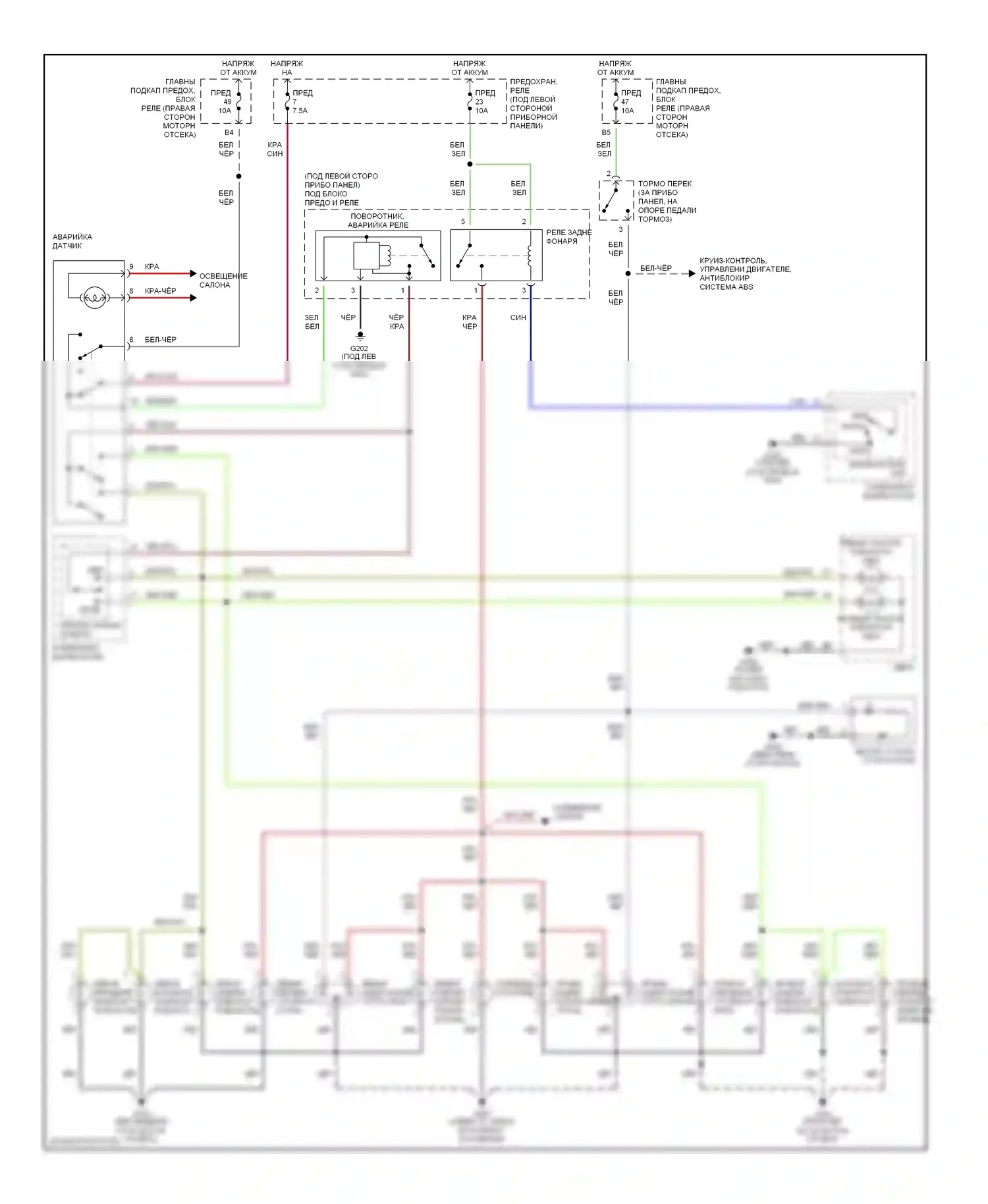 S2000 Honda AP1 (1999-2003): Электросхема фар и фонарей 