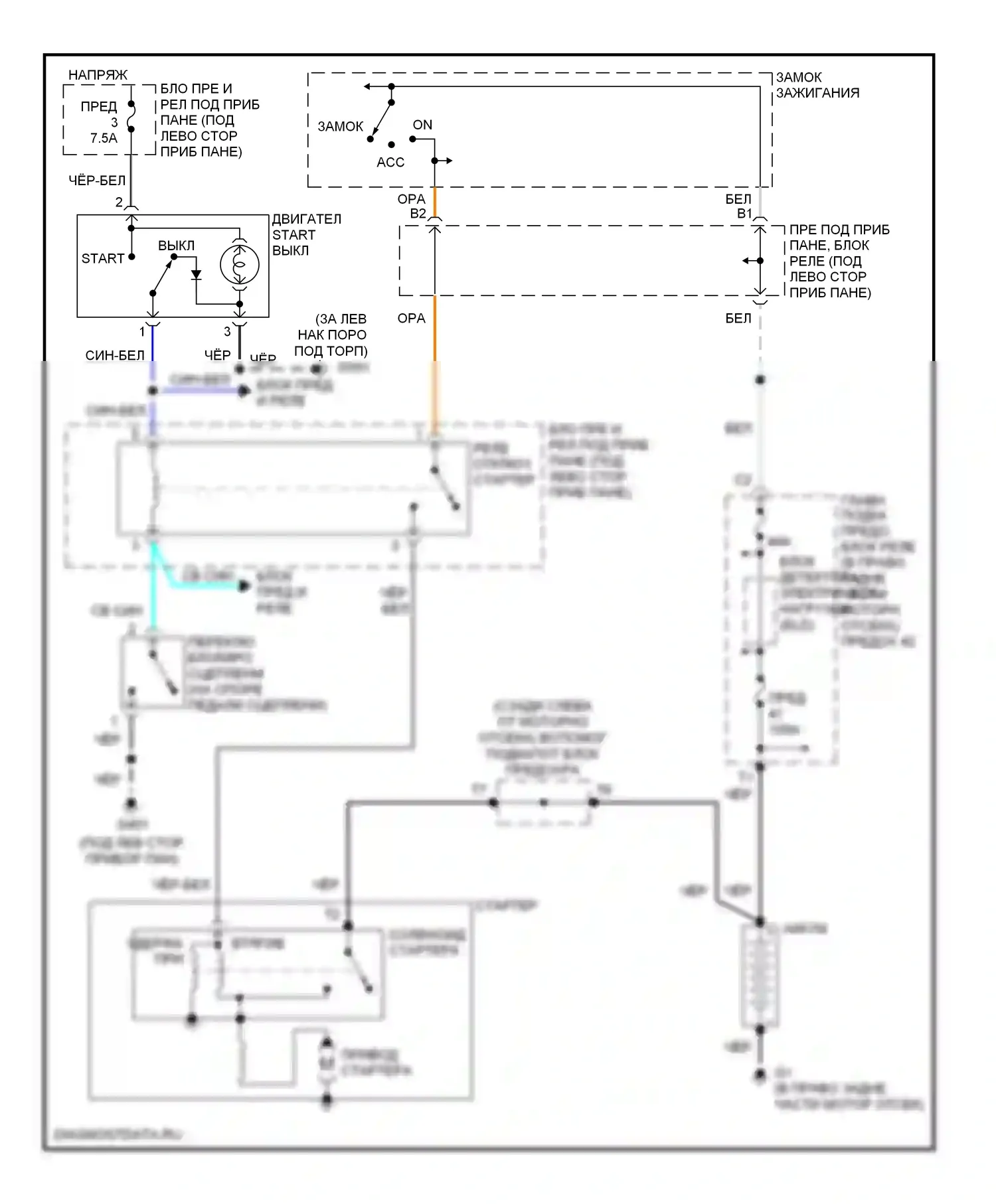 S2000 Honda I (2004-2009): Электросхема стартера 