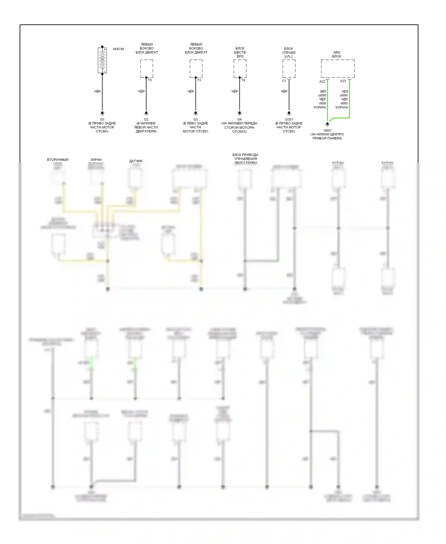 S2000 Honda I (2004-2009): Электросхема точек подключения масс (1 из 3) 