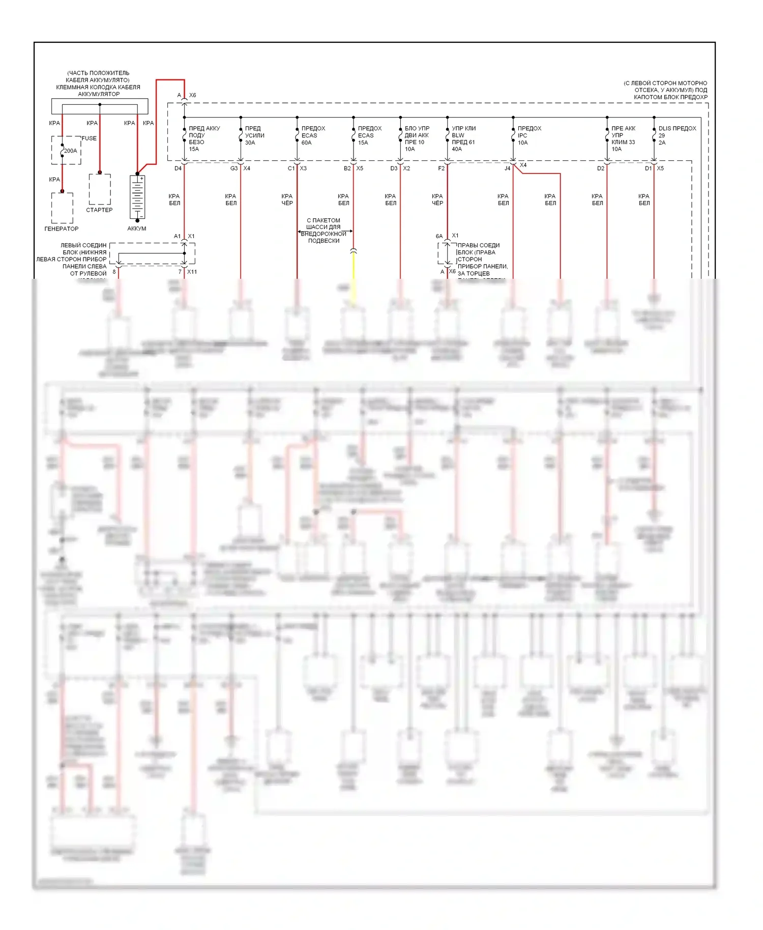 H2 Hummer I рестайлинг (2007-2009): Электросхема блока предохранителей реле (1 из 4) 