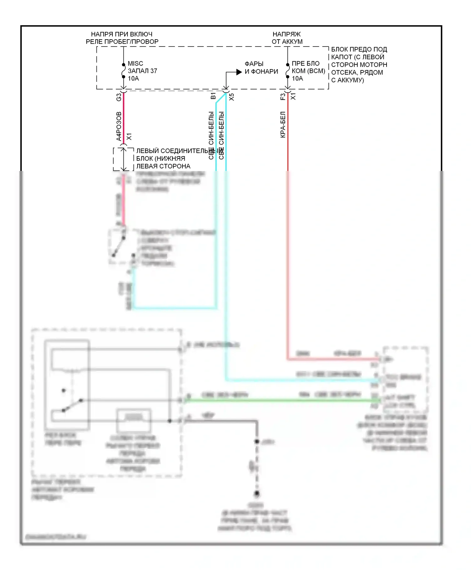 H2 Hummer I рестайлинг (2007-2009): Электросхема блокировки селектора 