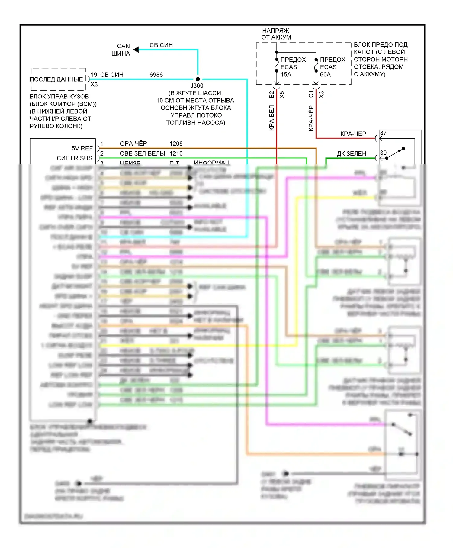 H2 Hummer I рестайлинг (2007-2009): Электросхема электронной подвески 
