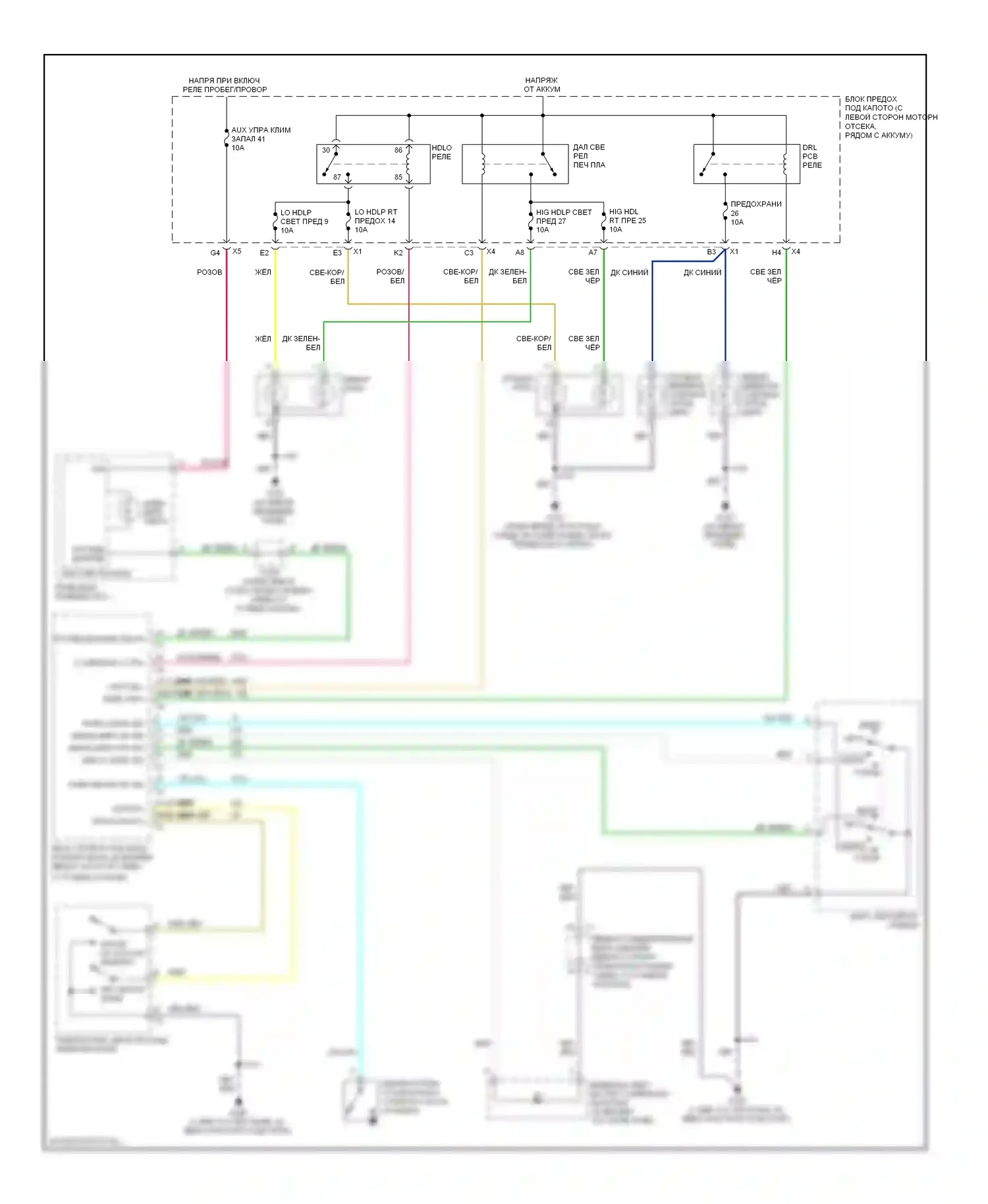 H2 Hummer I рестайлинг (2007-2009): Электросхема фар 
