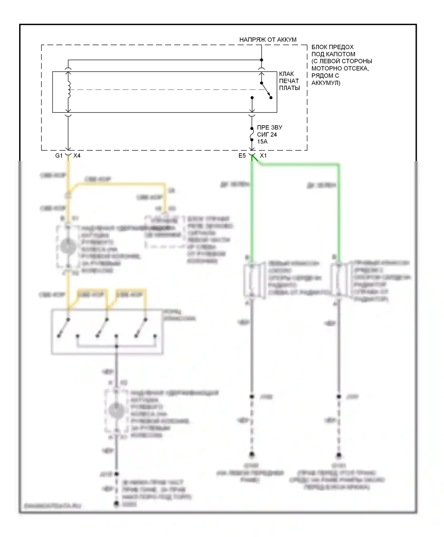 H2 Hummer I рестайлинг (2007-2009): Электросхема клаксона 