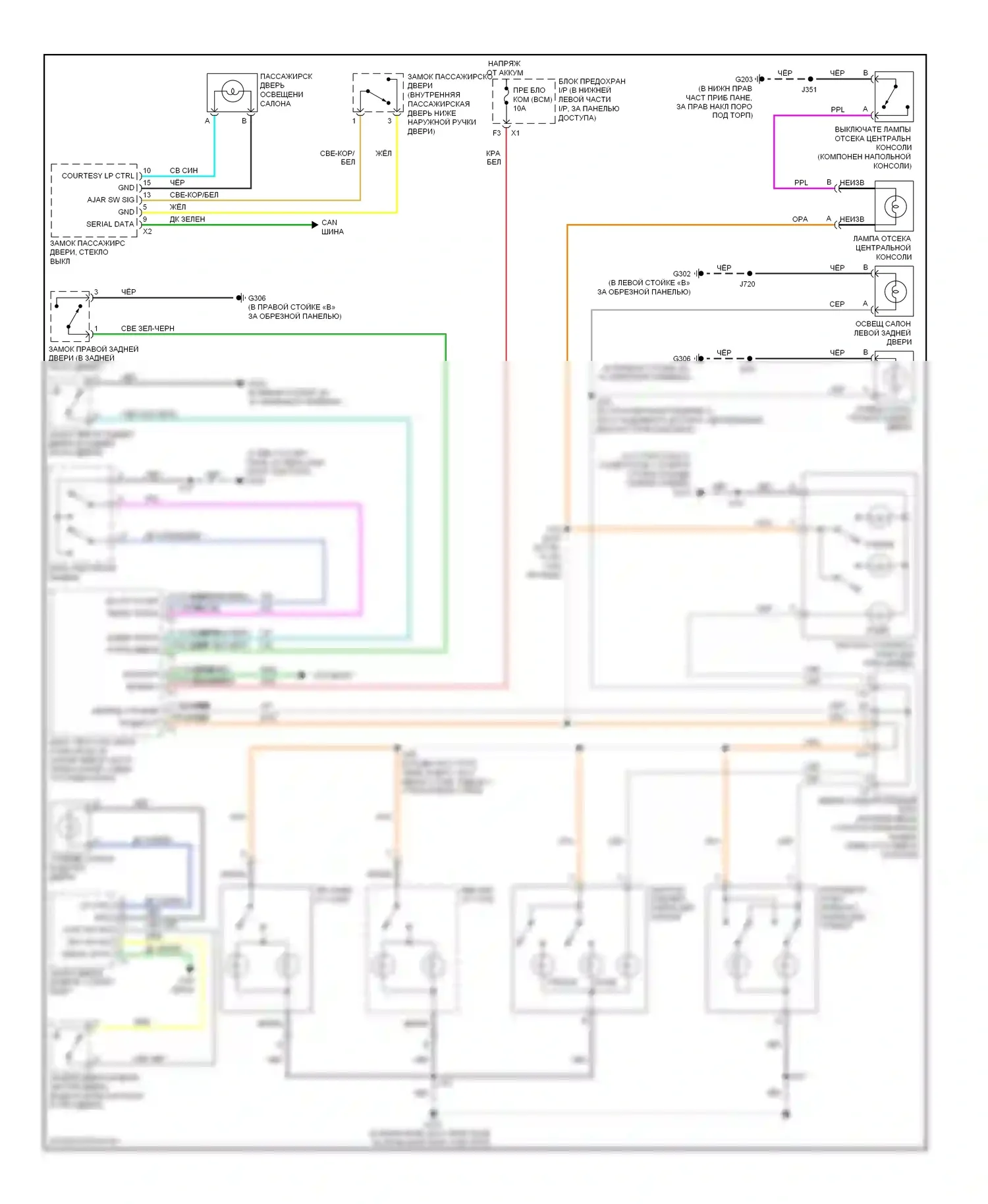 H2 Hummer I рестайлинг (2007-2009): Электросхема освещения салона 
