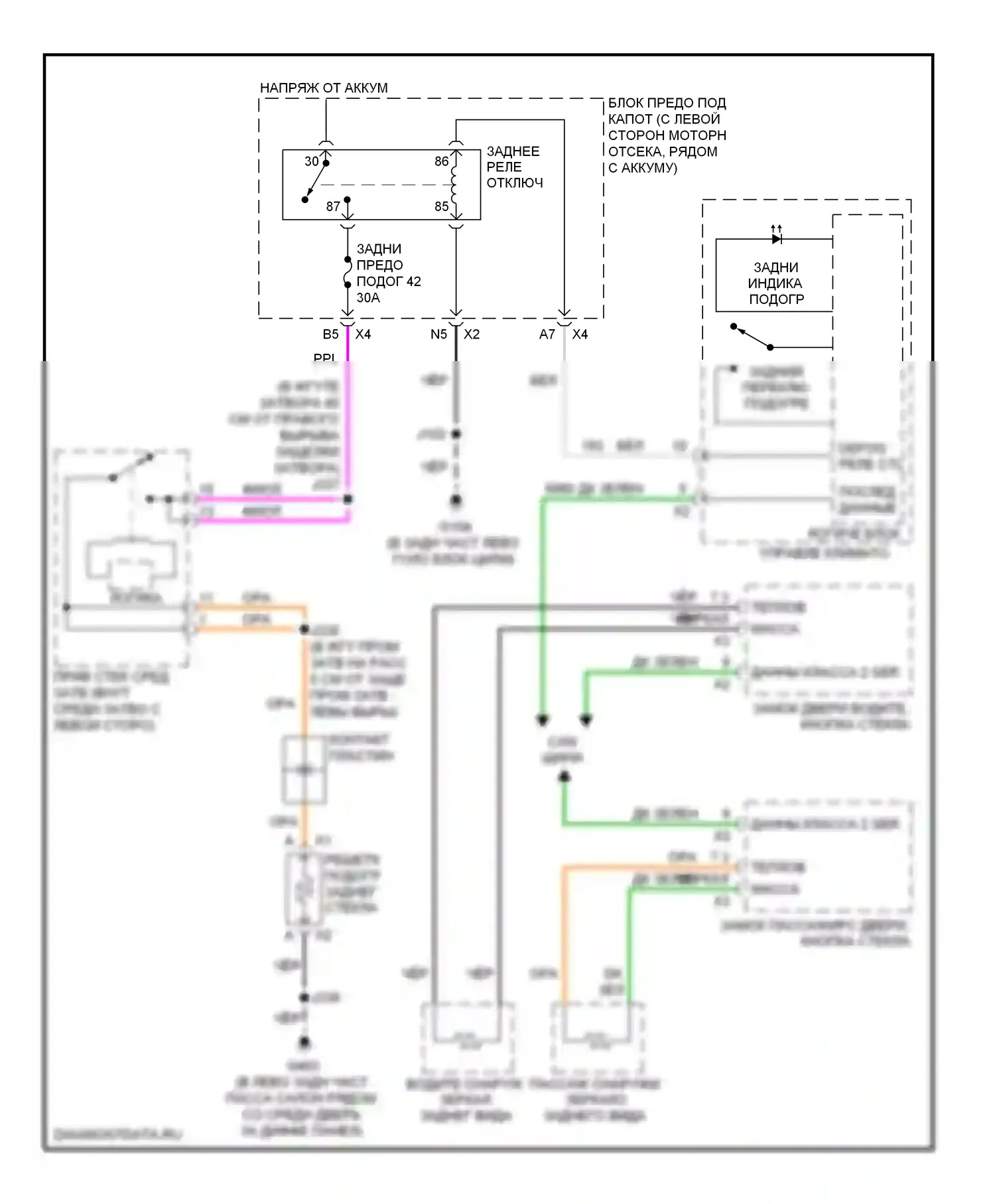 H2 Hummer I рестайлинг (2007-2009): Электросхема подогрева стекол, сут 