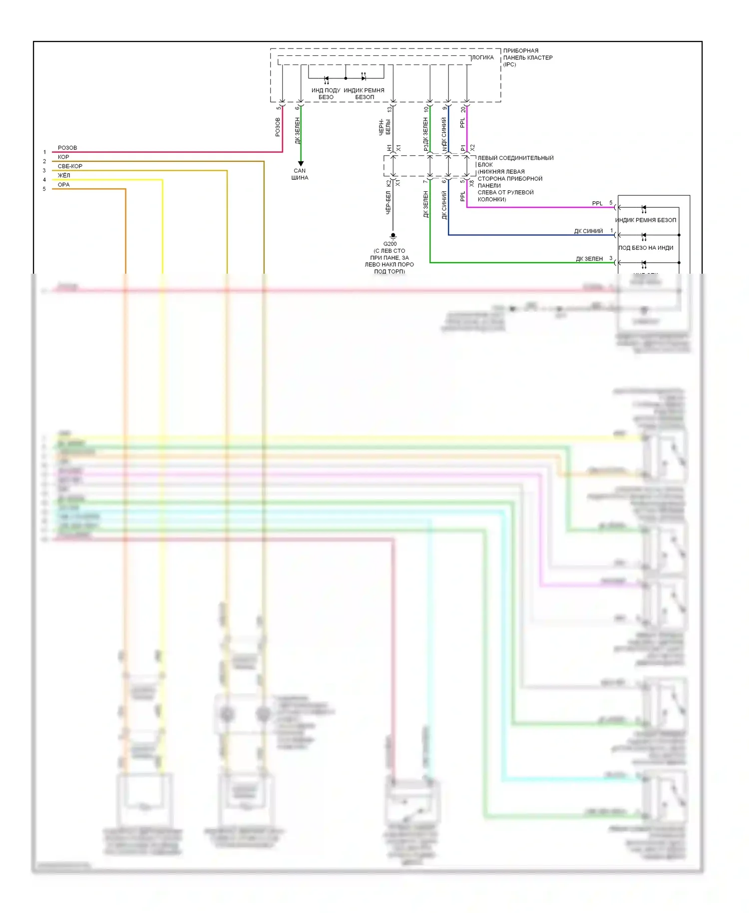 H2 Hummer I рестайлинг (2007-2009): Электросхема подушек безопасности (2 из 2) 