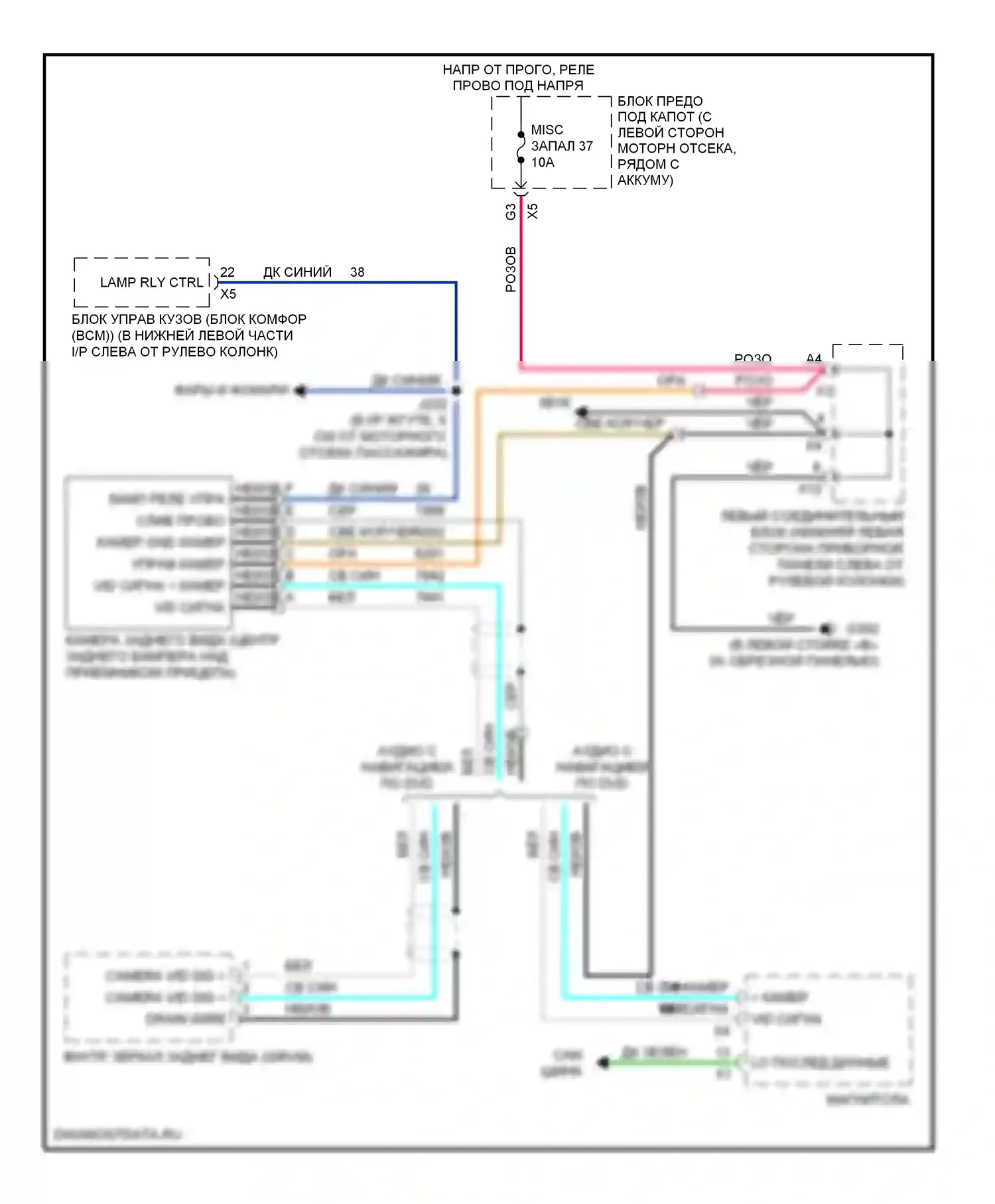 H2 Hummer I рестайлинг (2007-2009): Электросхема задней камеры 