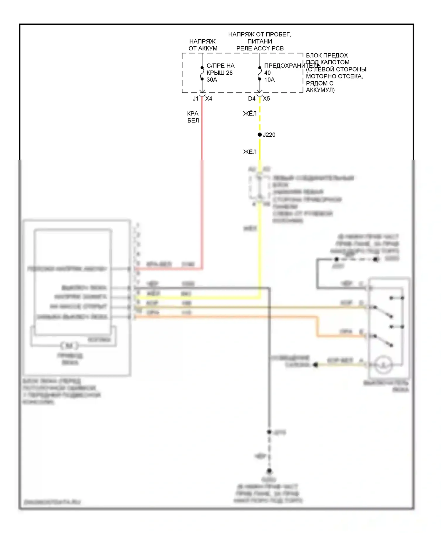 H2 Hummer I рестайлинг (2007-2009): Электросхема складной крыши/люка 