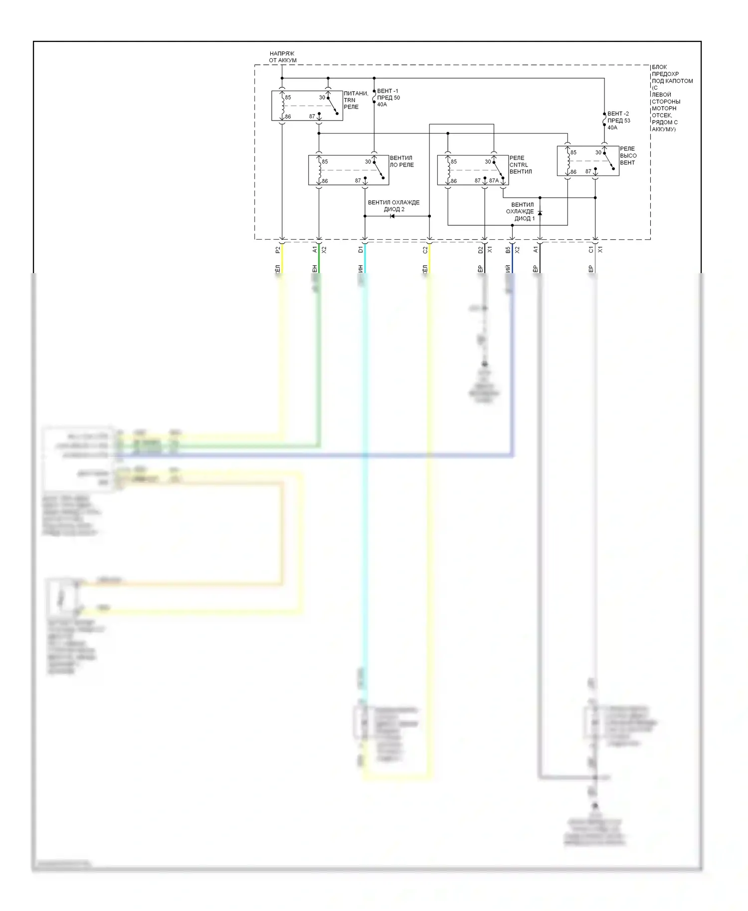 H2 Hummer I рестайлинг (2007-2009): Электросхема вентилятора охлаждения 