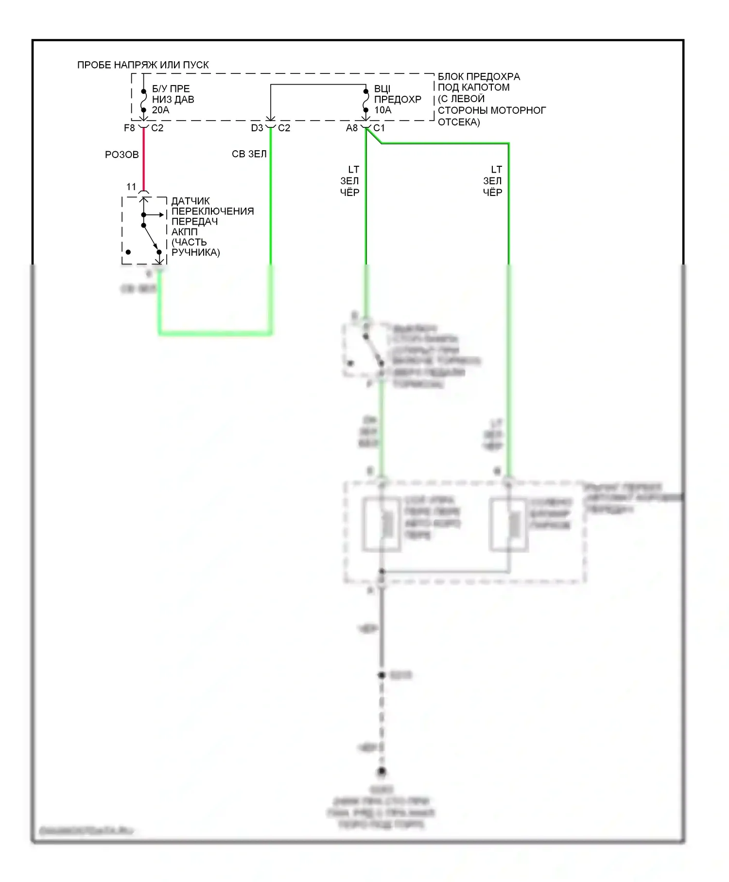 H2 Hummer I (2002-2007): Электросхема блокировки селектора 