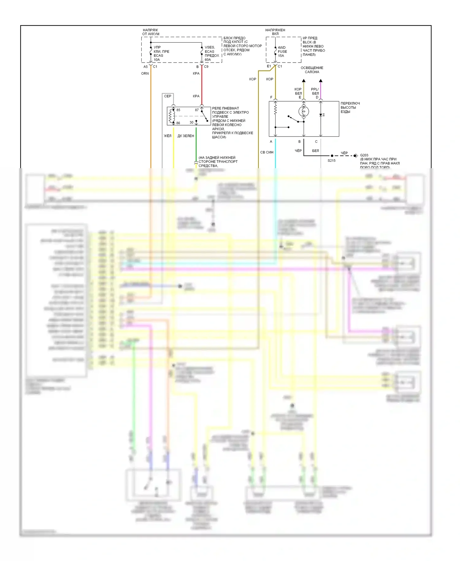 H2 Hummer I (2002-2007): Электронная электросхема подвески, поздний выпуск 
