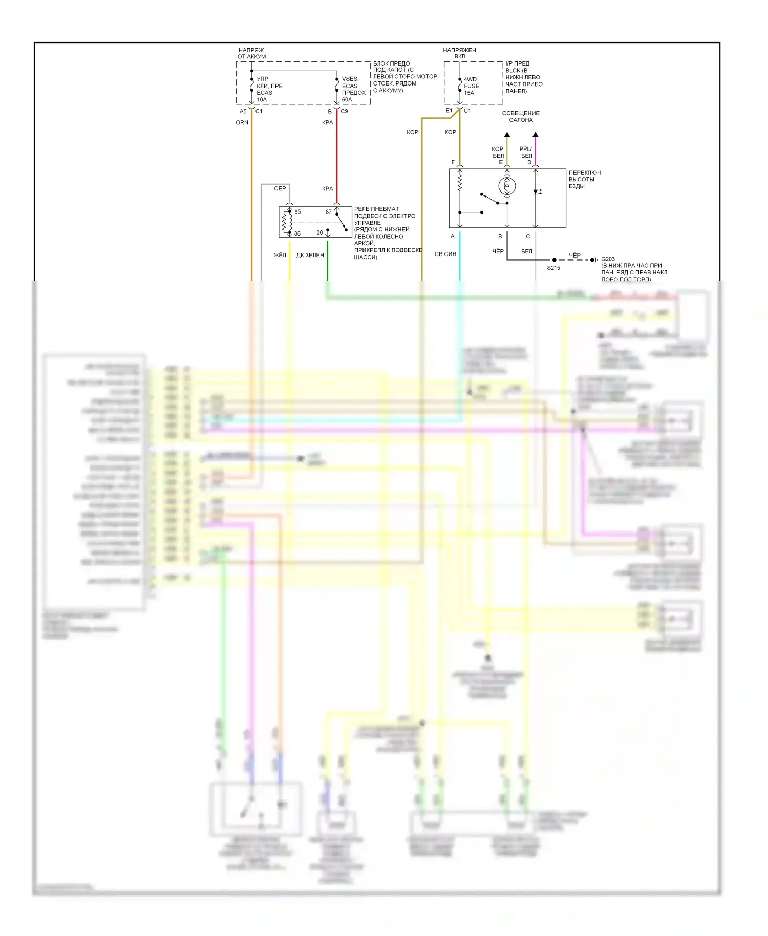 H2 Hummer I (2002-2007): Электросхема электронной подвески, раннего выпуска 