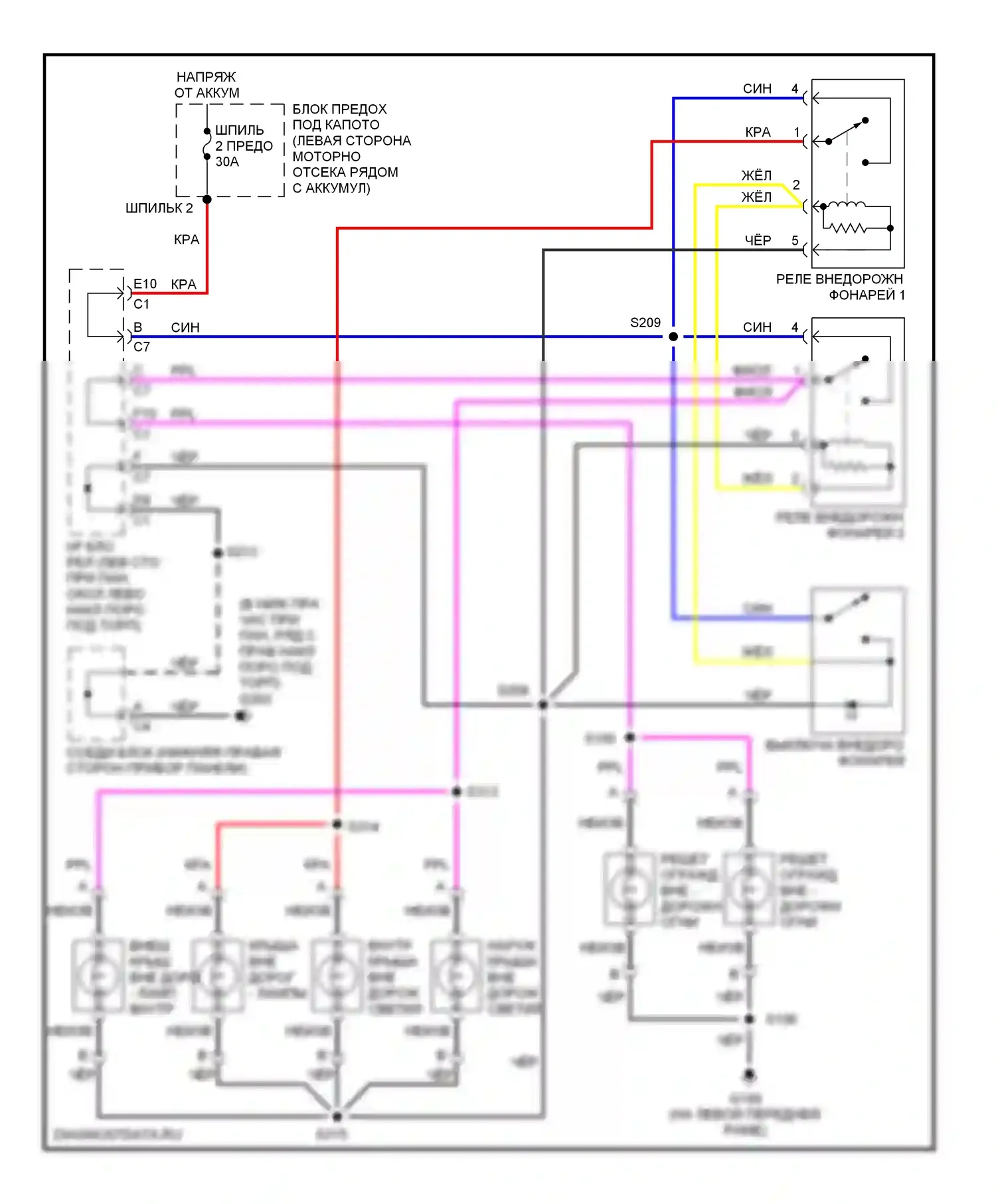 H2 Hummer I (2002-2007): Электросхема освещения бездорожья 