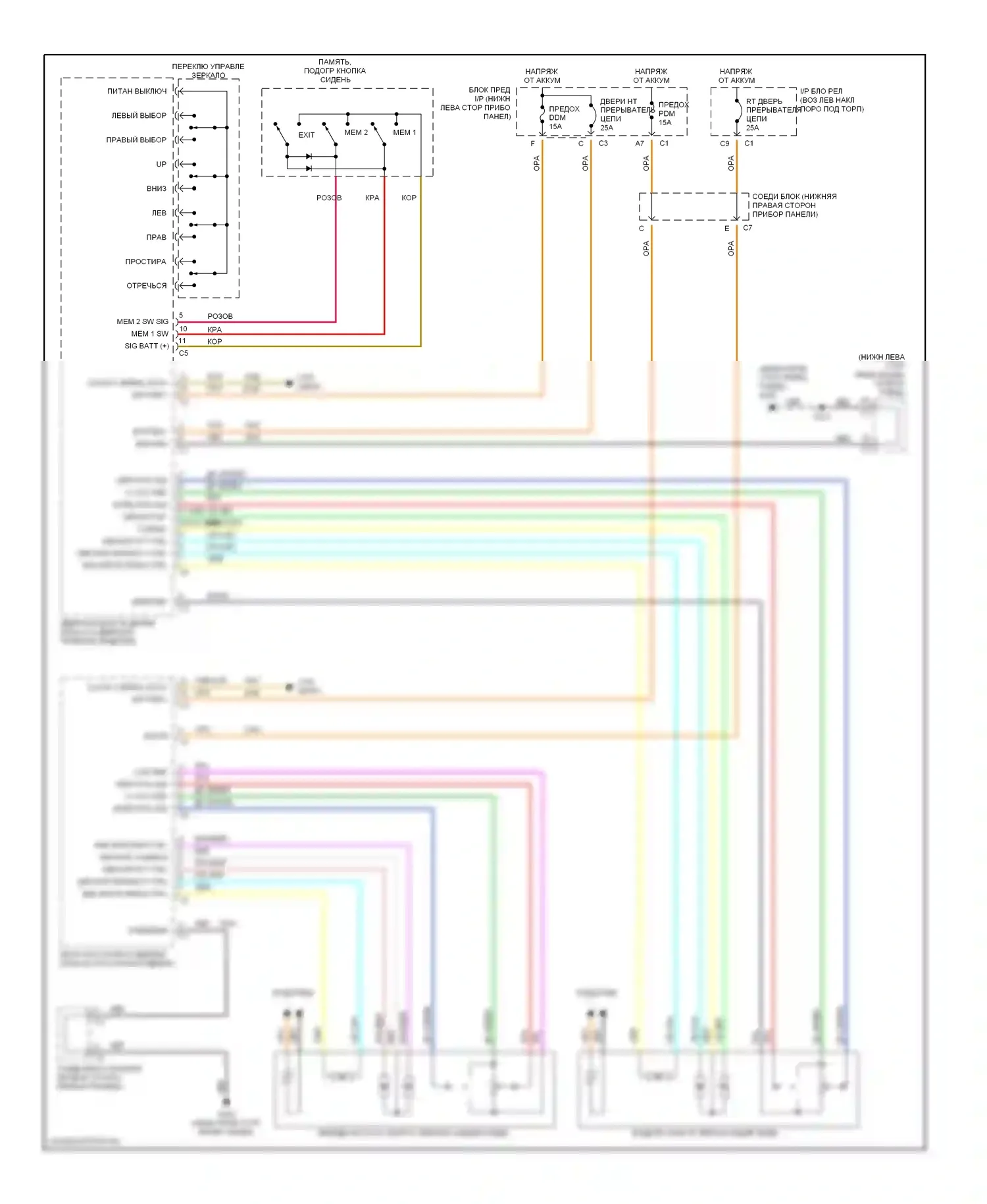 H2 Hummer I (2002-2007): Электросхема зеркал памяти 