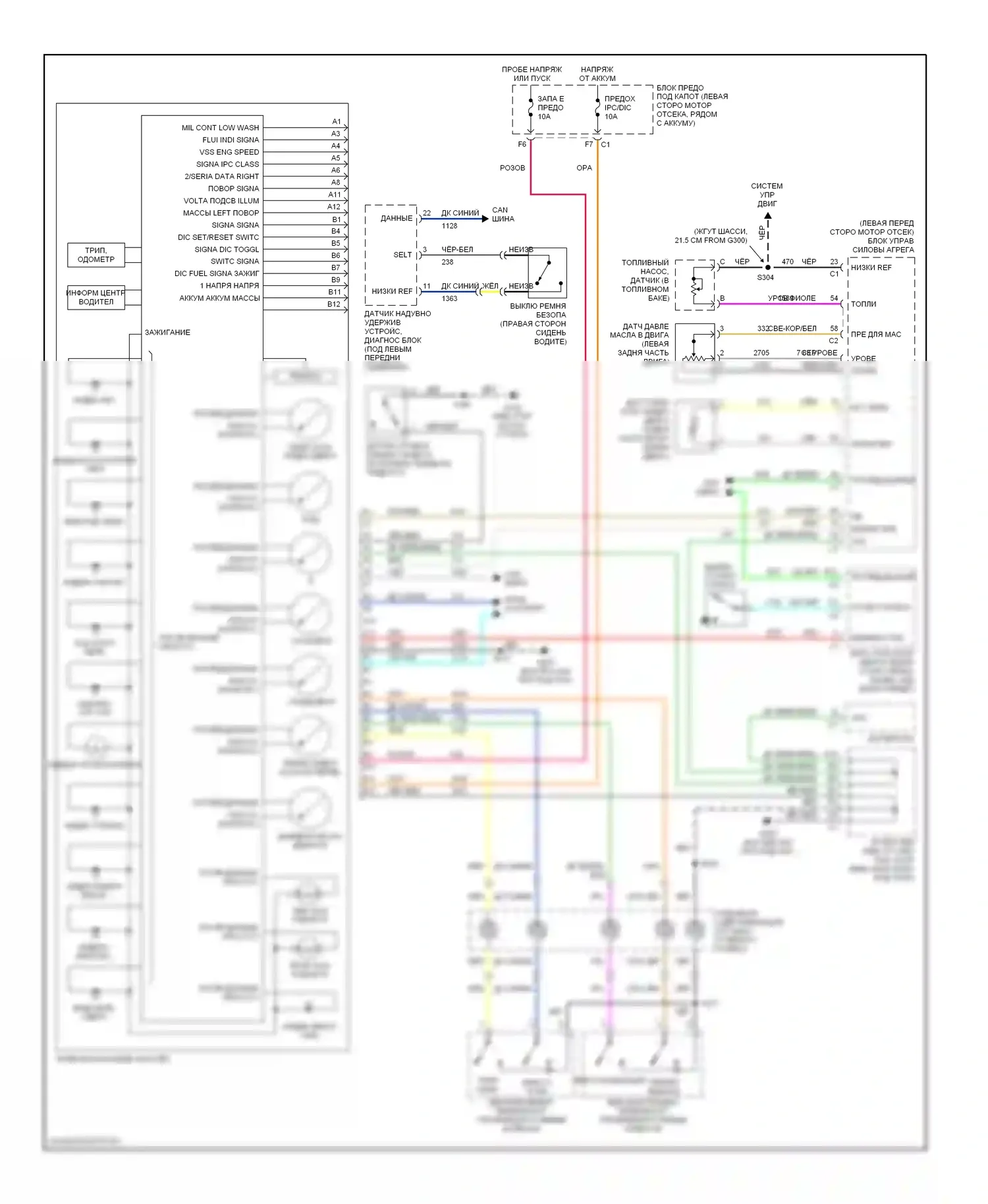 H2 Hummer I (2002-2007): Электросхема приборной панели 