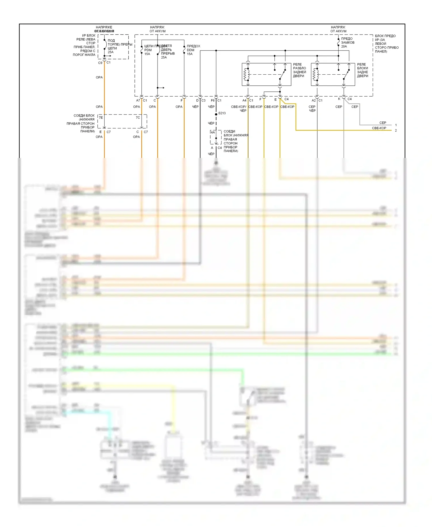 H2 Hummer I (2002-2007): Электросхема центрального замка (1 из 2) 