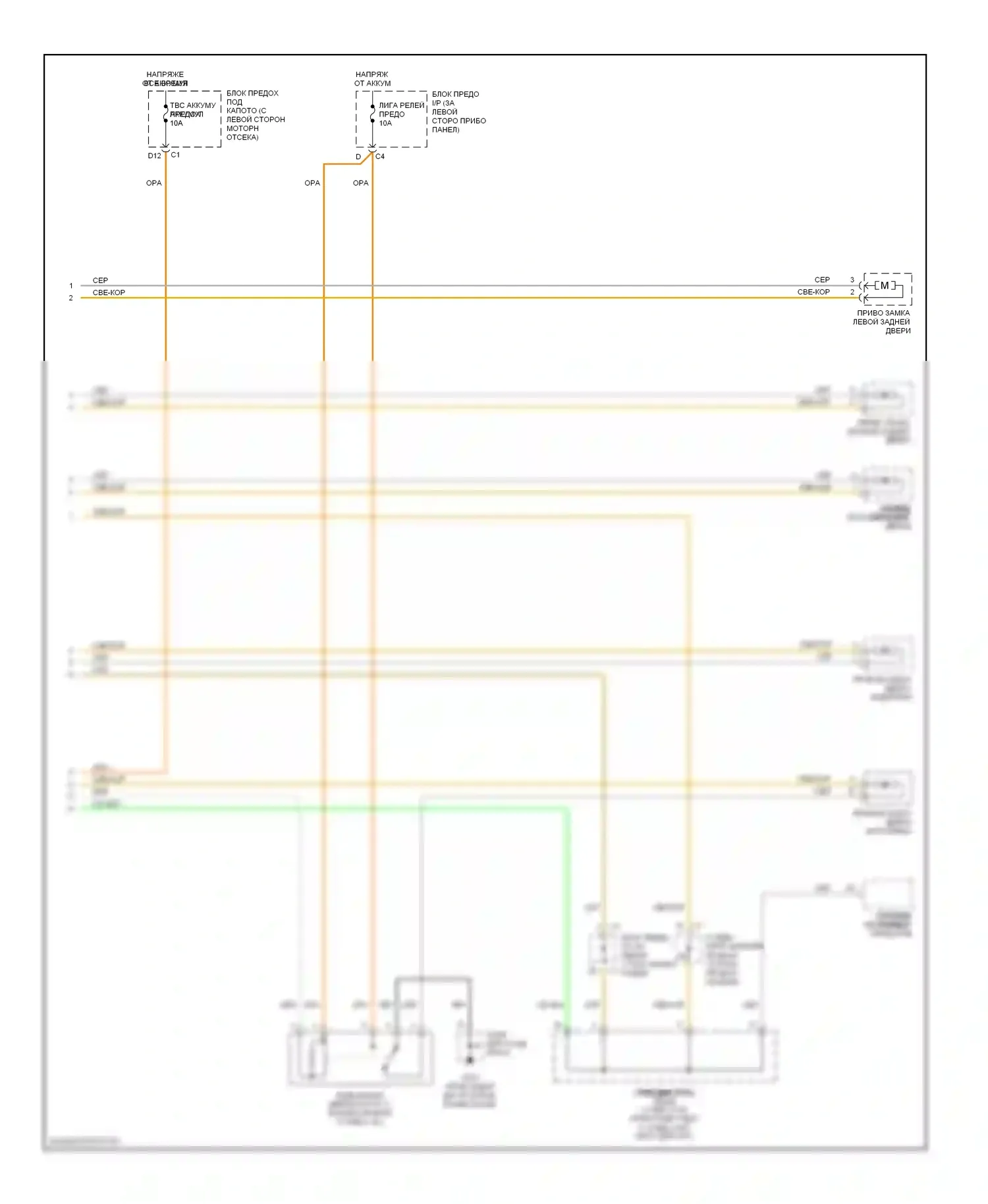 H2 Hummer I (2002-2007): Электросхема центрального замка (2 из 2) 