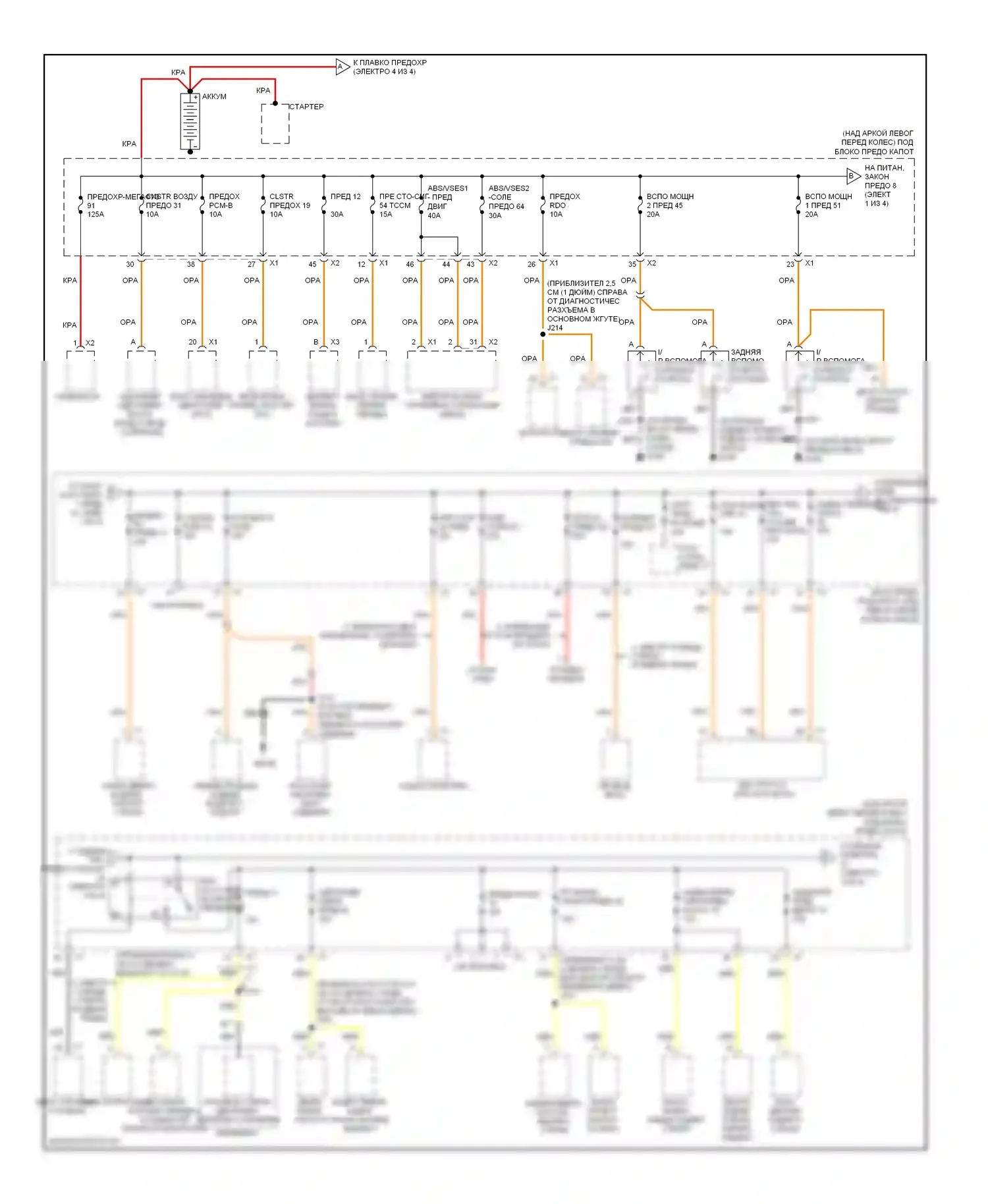 H3 Hummer I (2005-2010): Электросхема блока предохранителей реле (1 из 4) 