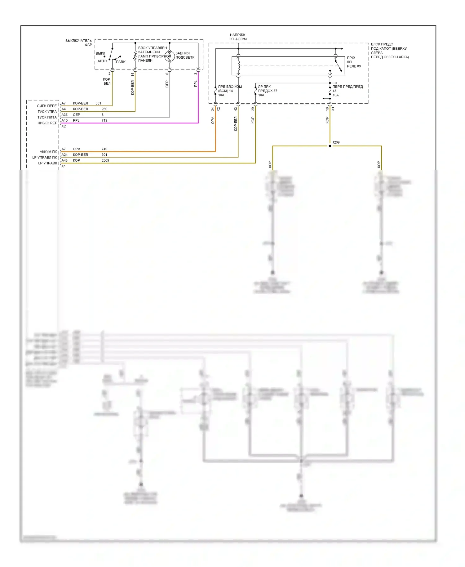 H3 Hummer I (2005-2010): Электросхема подсветки приборной панели 
