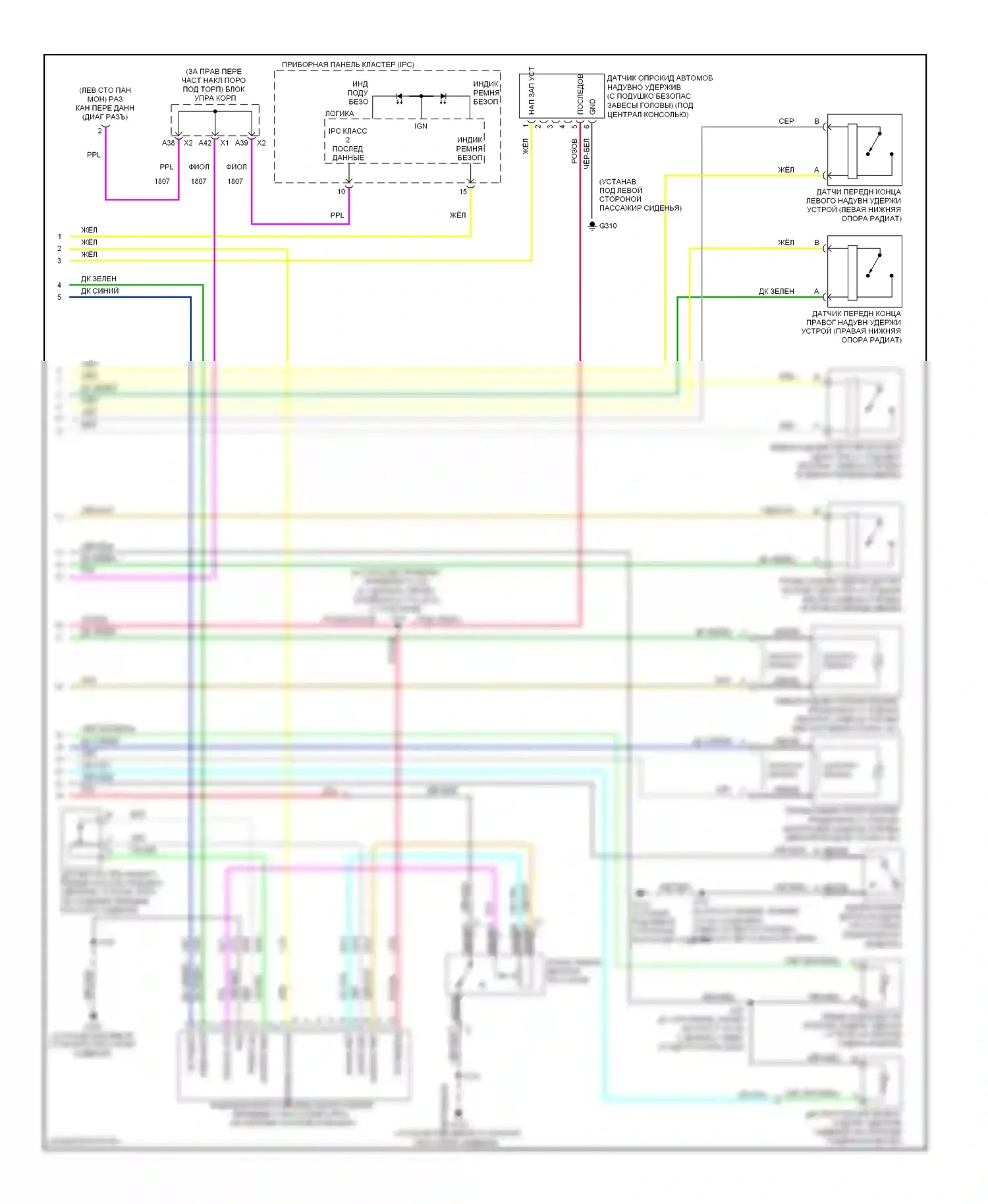 H3 Hummer I (2005-2010): Электросхема подушек безопасности (2 из 2) 