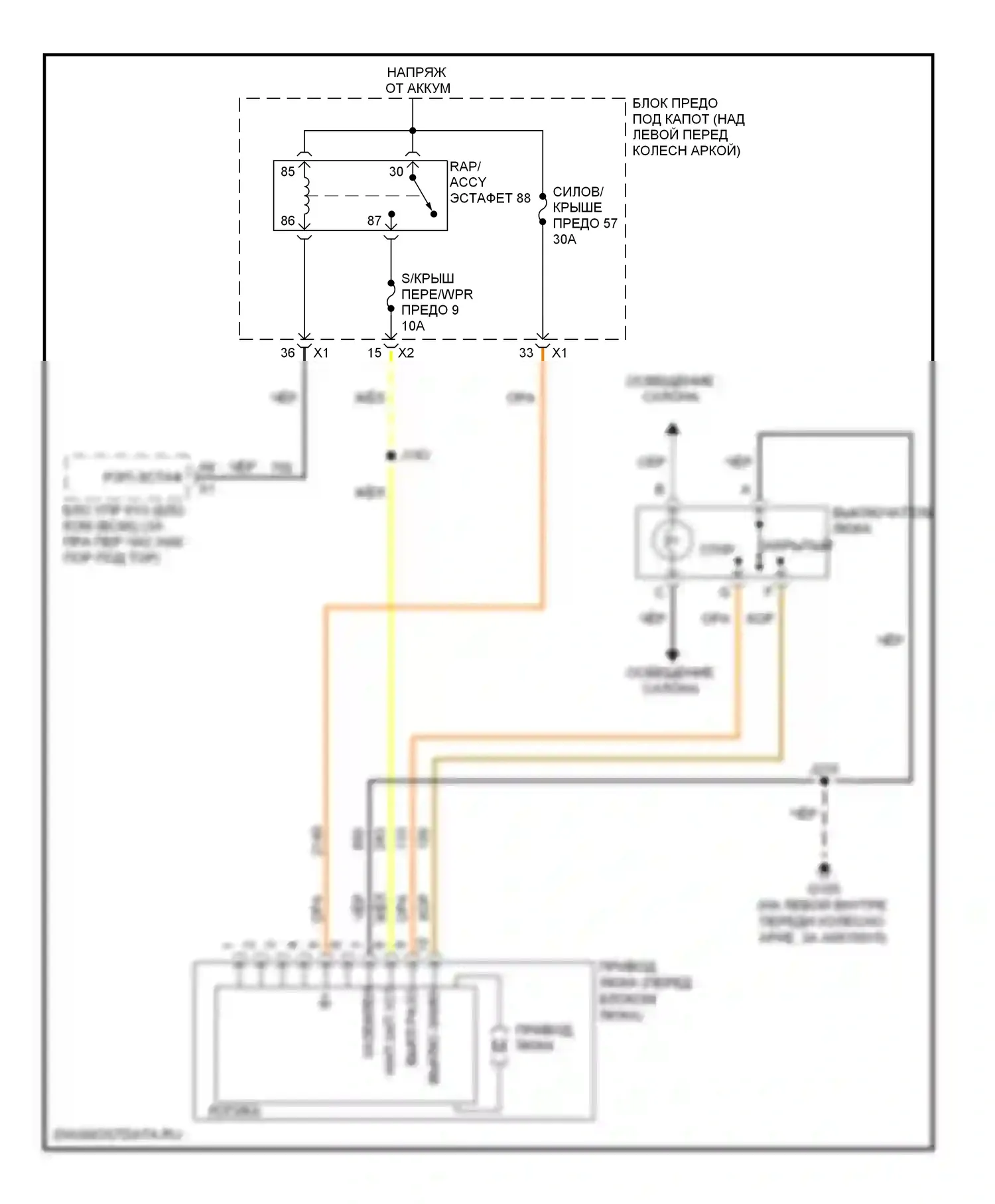 H3 Hummer I (2005-2010): Электросхема складной крыши/люка 