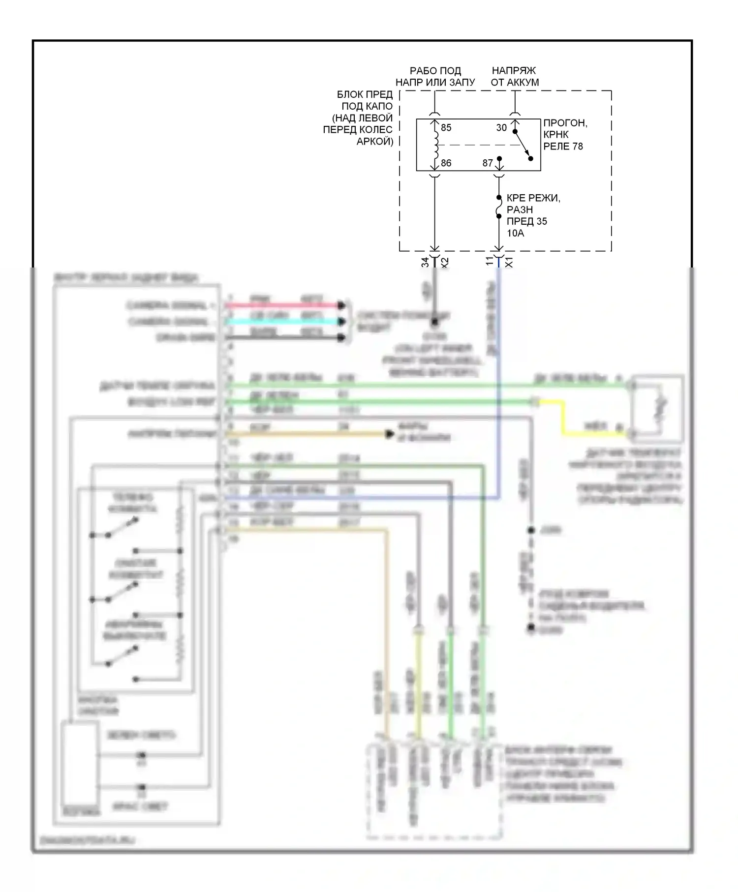 H3 Hummer I (2005-2010): Электросхема электрохромного зеркала 