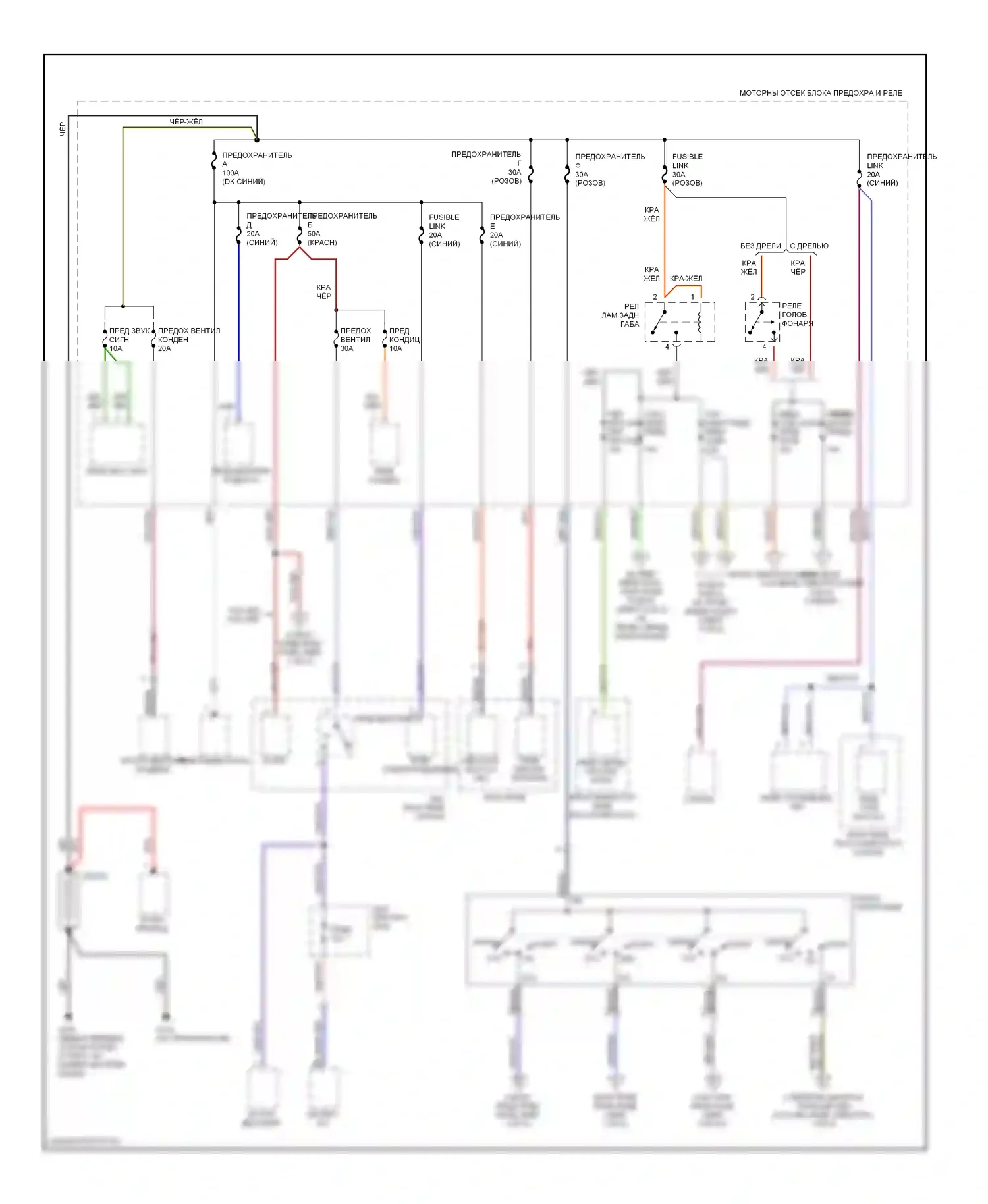 Accent Hyundai I (1994-2000): Электросхема блока предохранителей реле (1 из 4) 