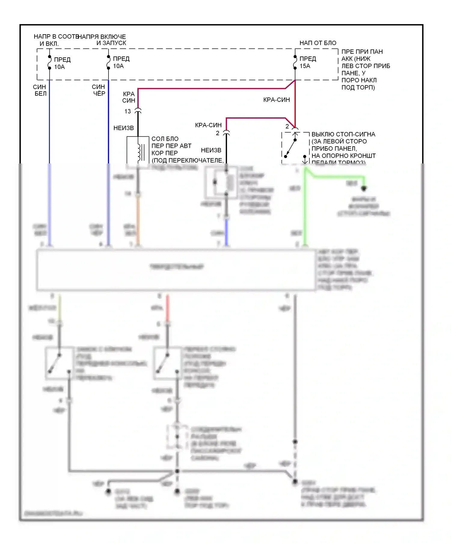 Accent Hyundai I (1994-2000): Электросхема блокировки селектора 