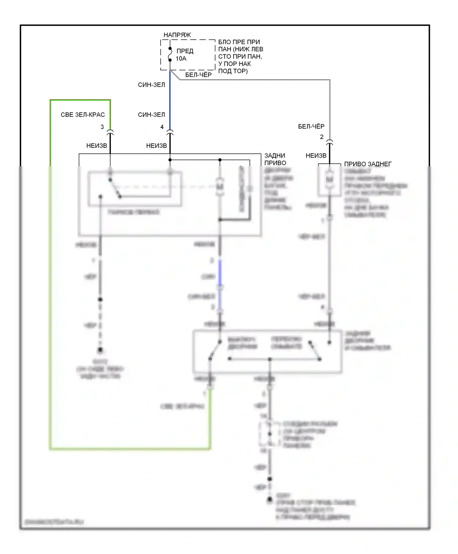 Accent Hyundai I (1994-2000): Электросхема задних дворников и омывателей 