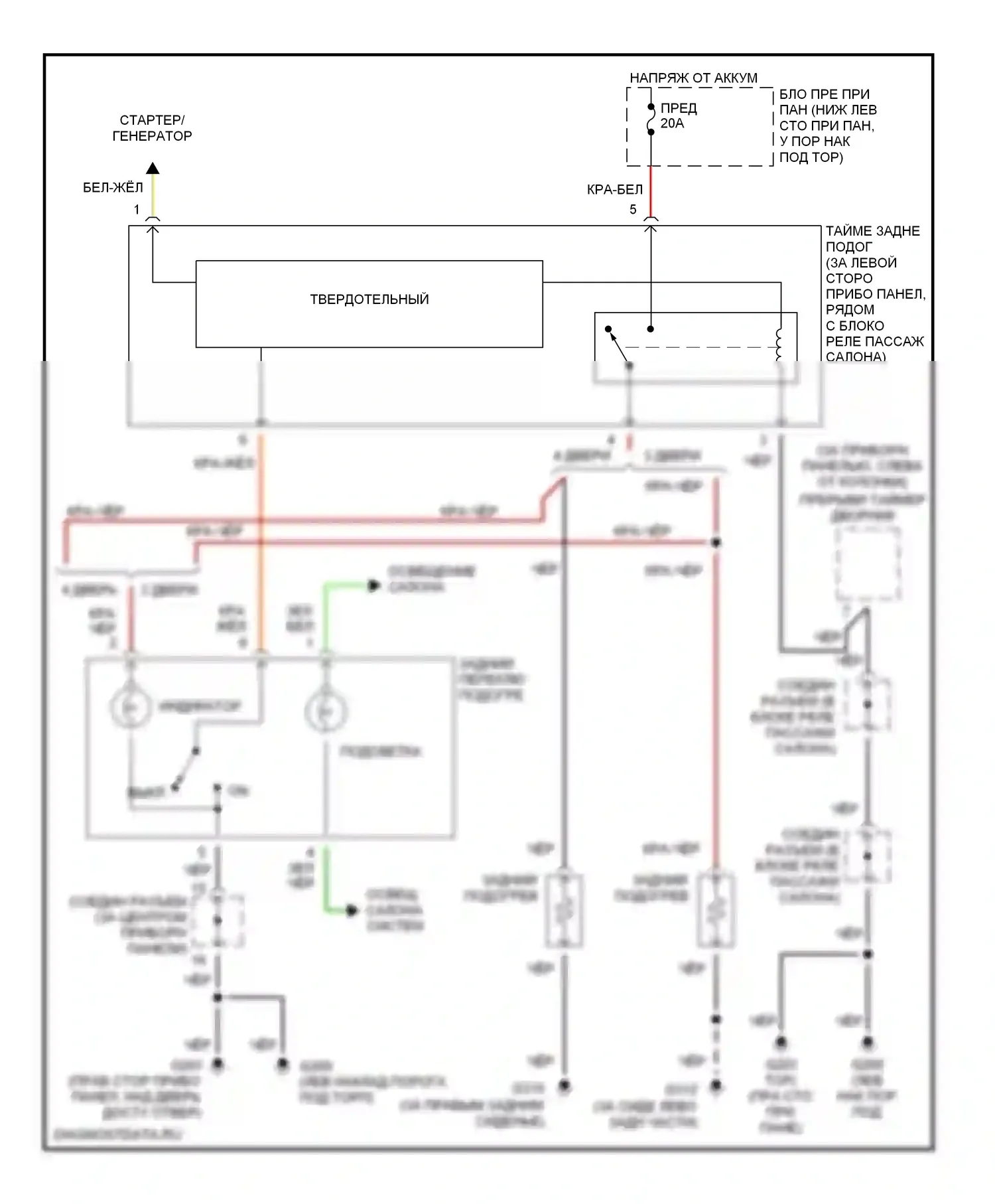 Accent Hyundai I (1994-2000): Электросхема подогрева 