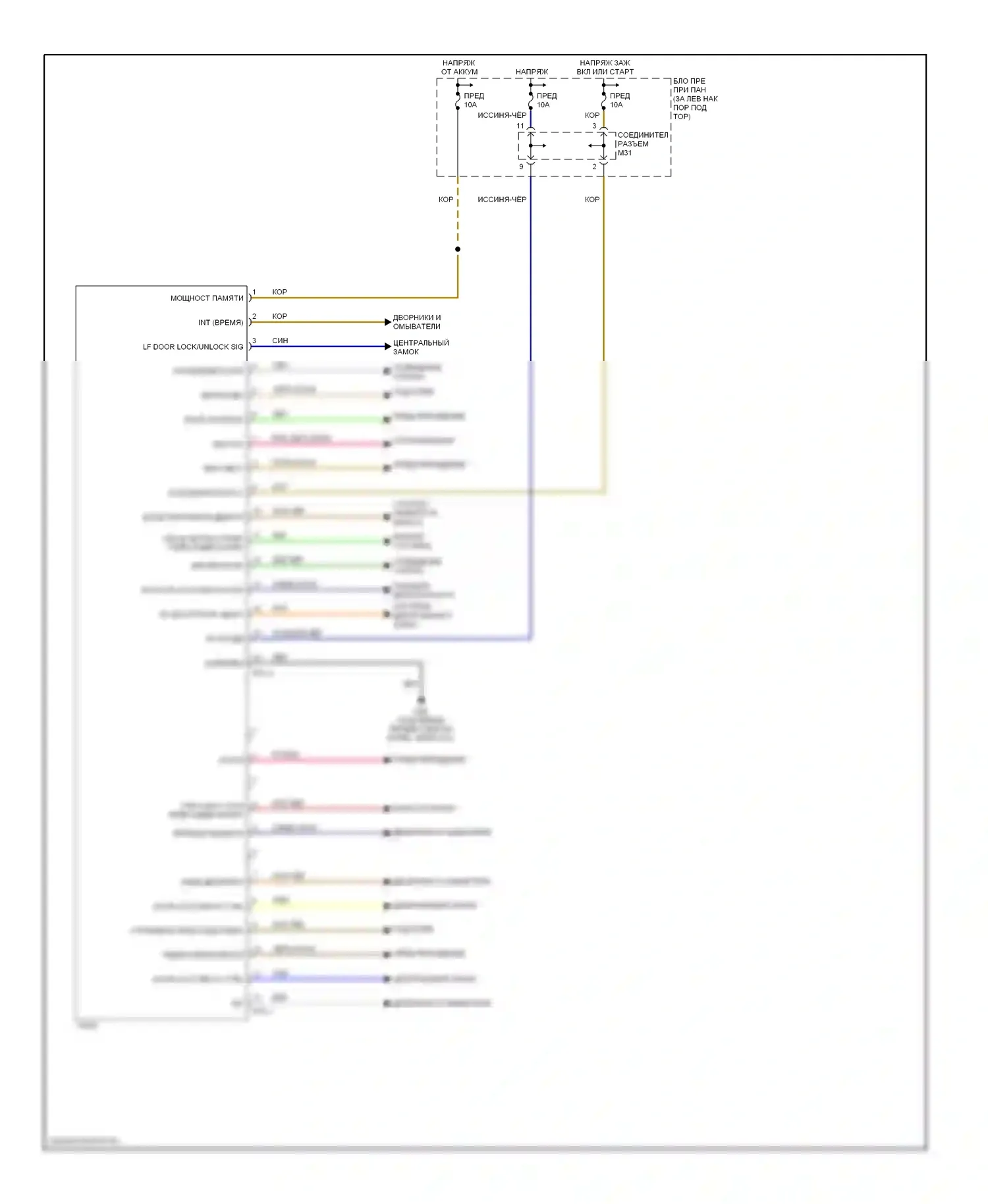 Accent Hyundai II рестайлинг (2002-2005): Электросхема блоков управления кузовом, без etacm 