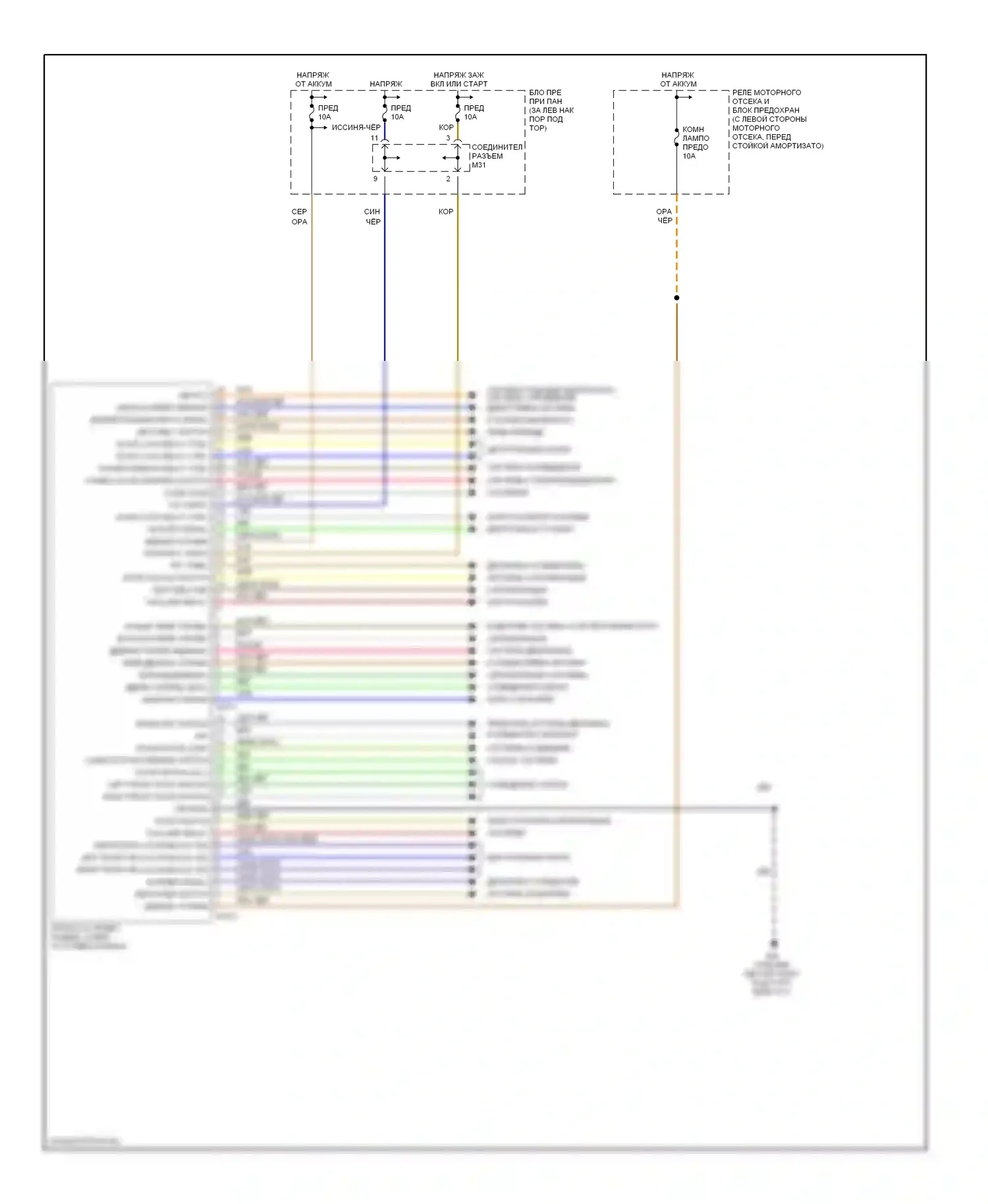 Accent Hyundai II рестайлинг (2002-2005): Электросхема блоков управления кузовом, с etacm 