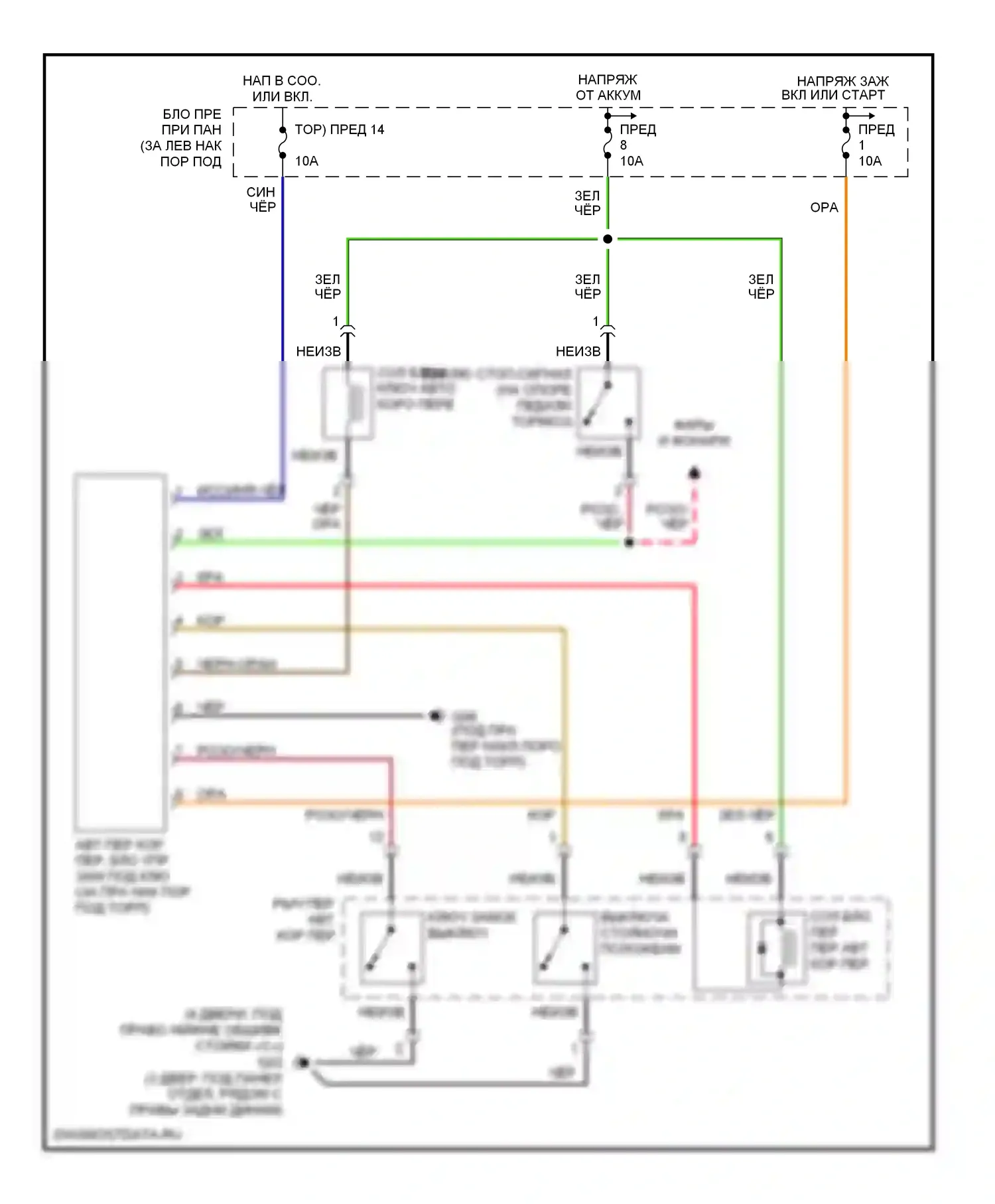 Accent Hyundai II рестайлинг (2002-2005): Электросхема блокировки селектора 