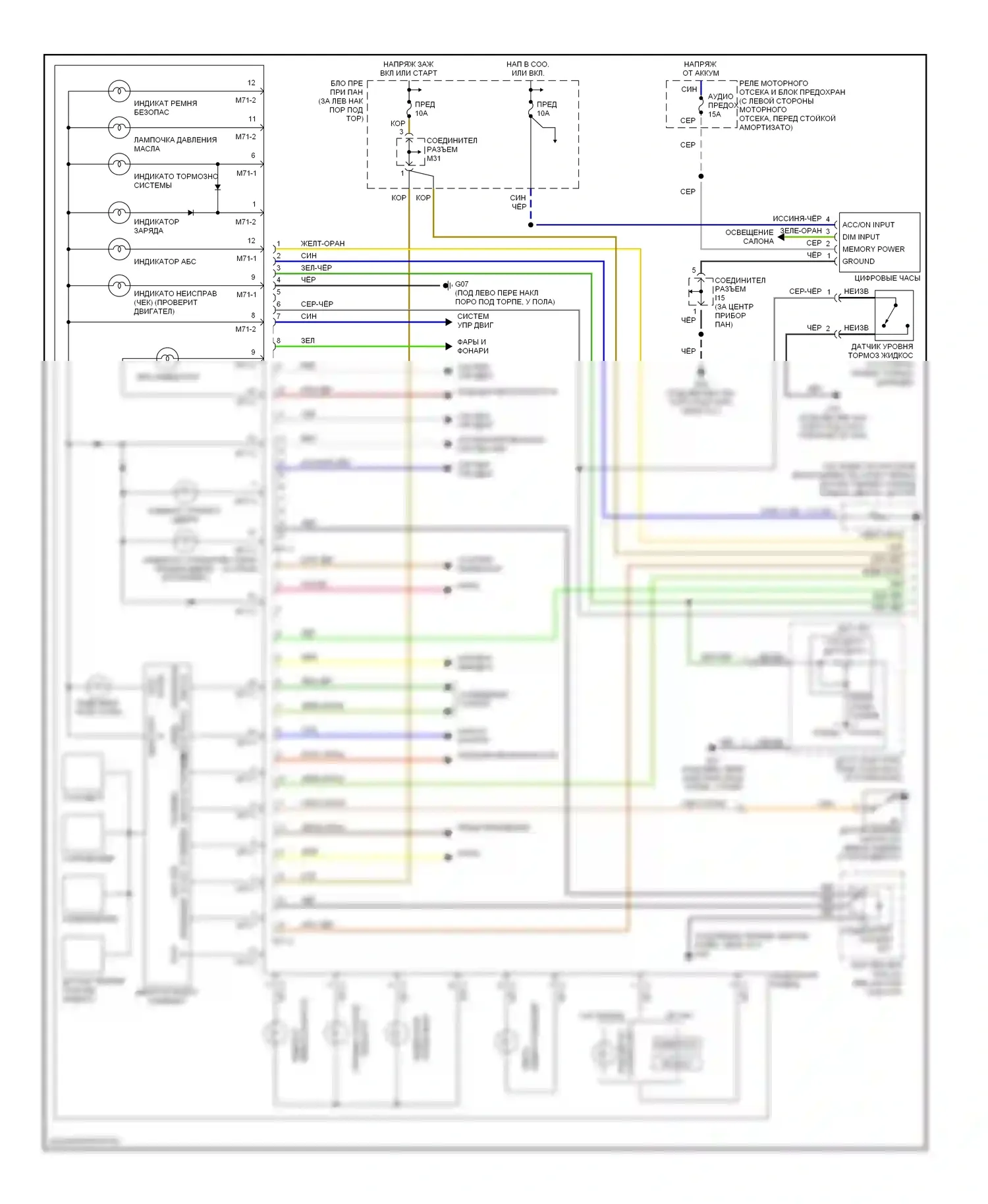 Accent Hyundai II рестайлинг (2002-2005): Электросхема приборной панели (1 из 2) 