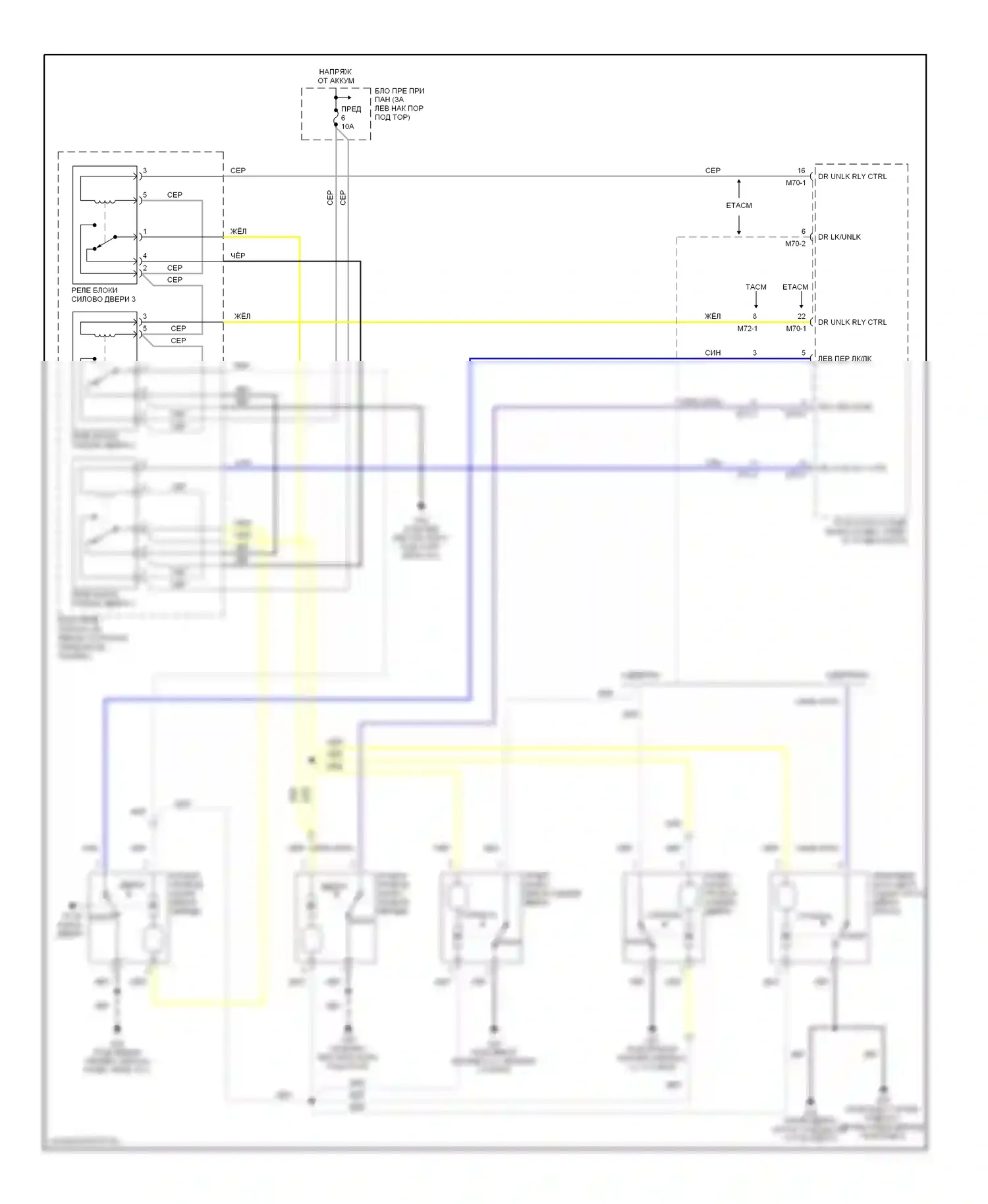 Accent Hyundai II рестайлинг (2002-2005): Электросхема центрального замка 