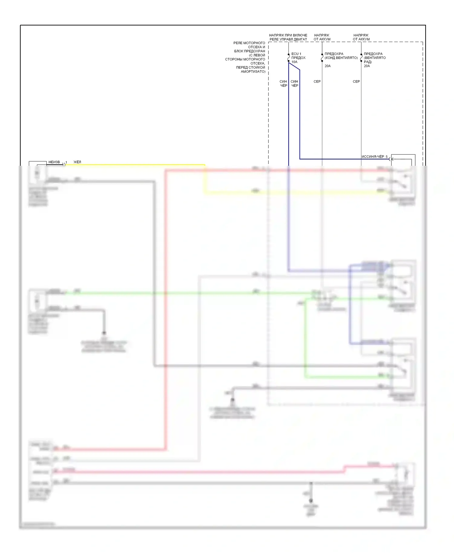 Accent Hyundai II рестайлинг (2002-2005): Электросхема вентилятора охлаждения 