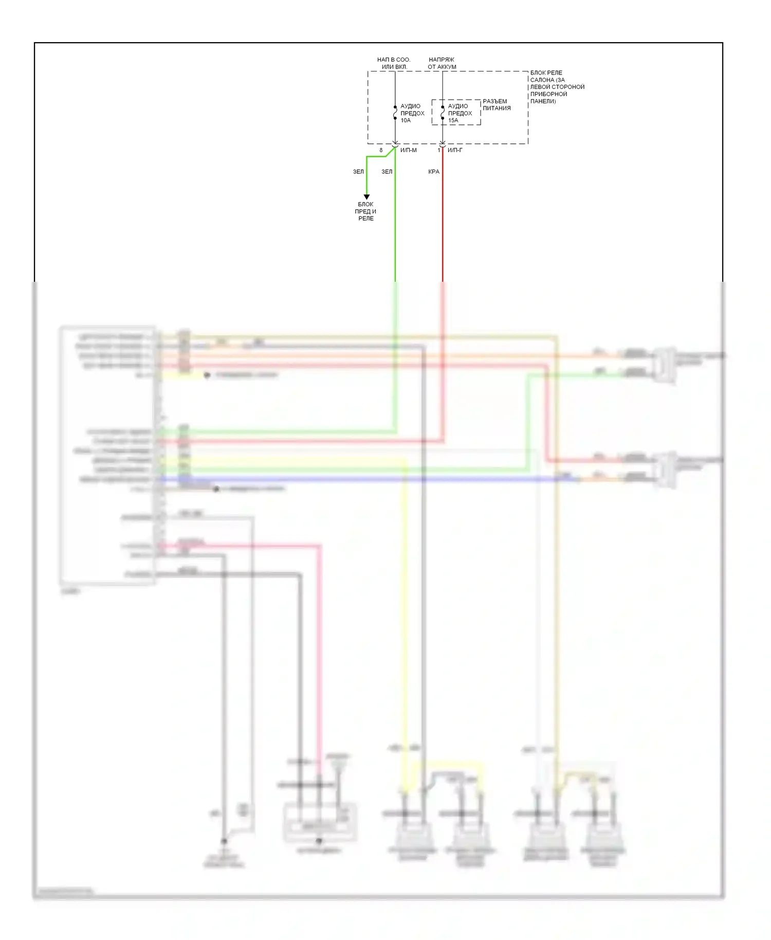 Accent Hyundai III (2006-2011): Электросхема магнитолы, канада без усилителя 