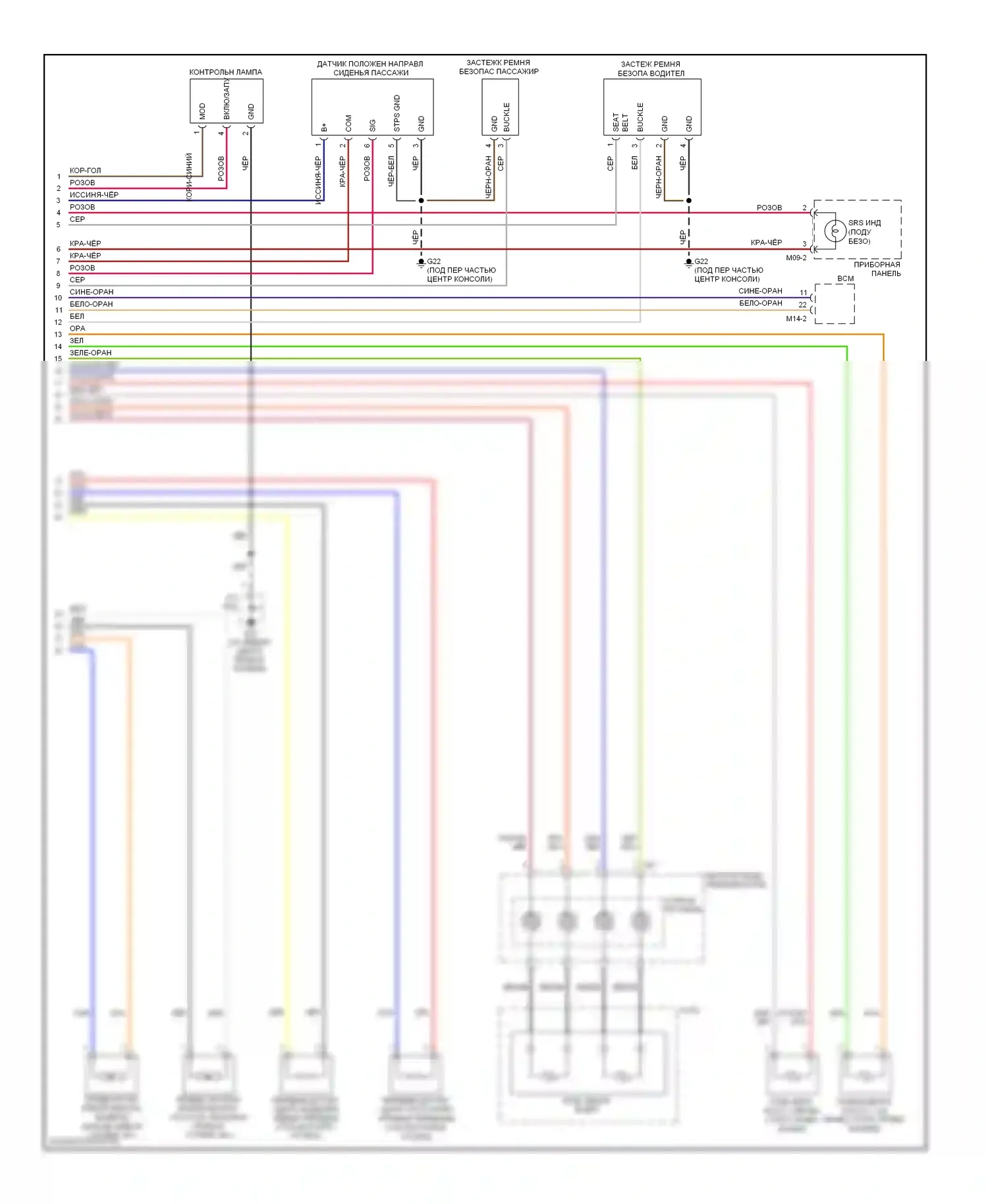 Accent Hyundai III (2006-2011): Электросхема подушек безопасности, двухступенчатая (2 из 2) 
