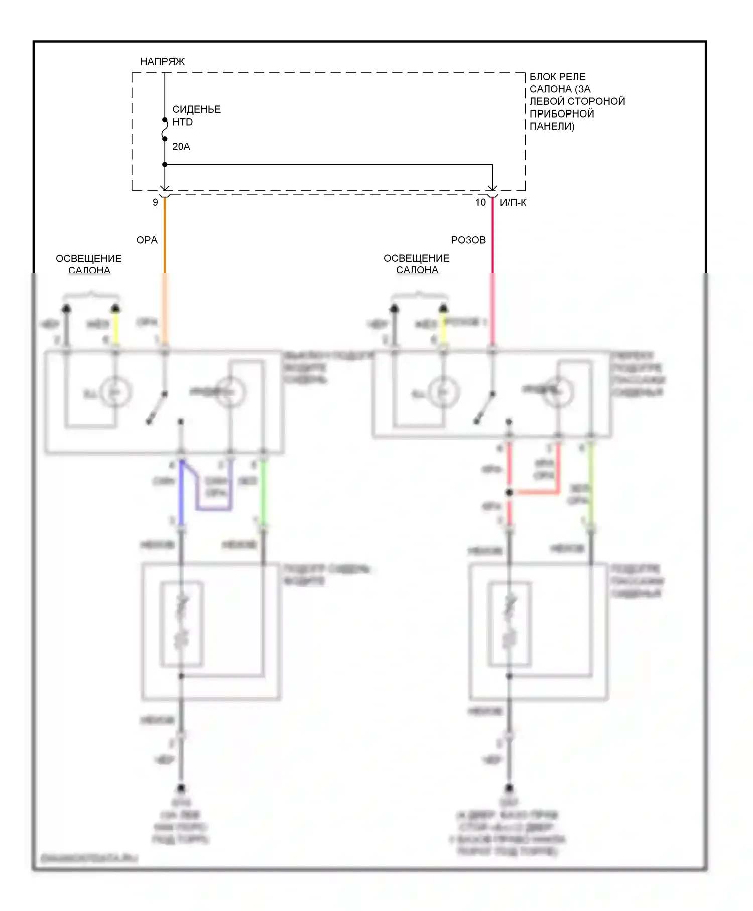Accent Hyundai III (2006-2011): Электросхема сидений 