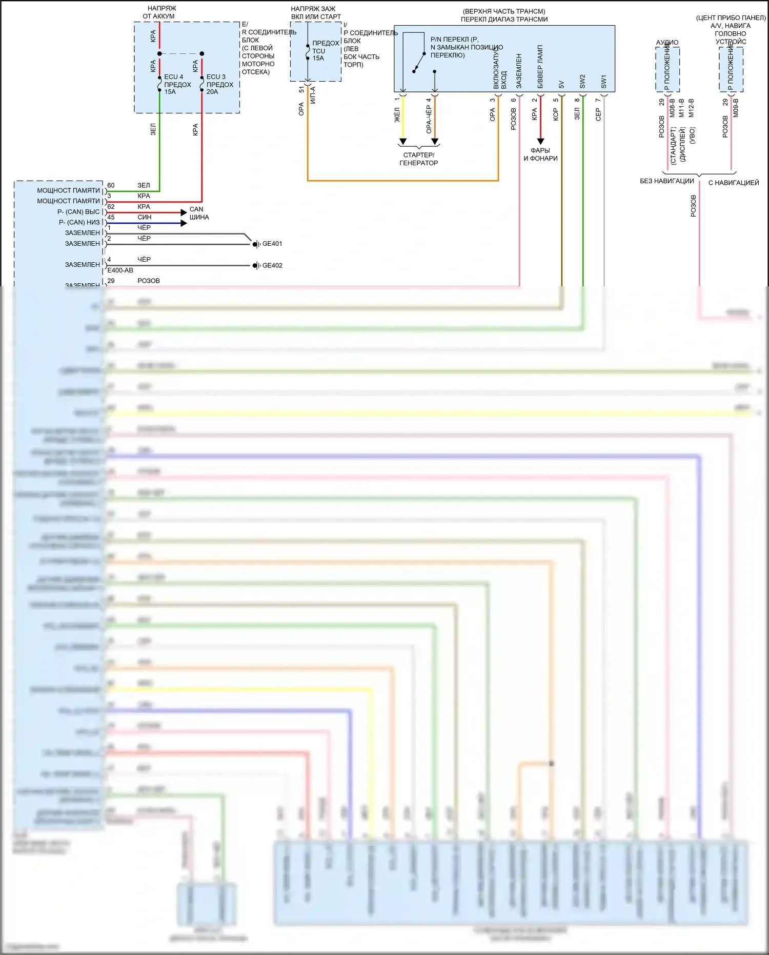 Accent Hyundai V рестайлинг (2020-2024): Электросхема коробки передач (1 из 2) 