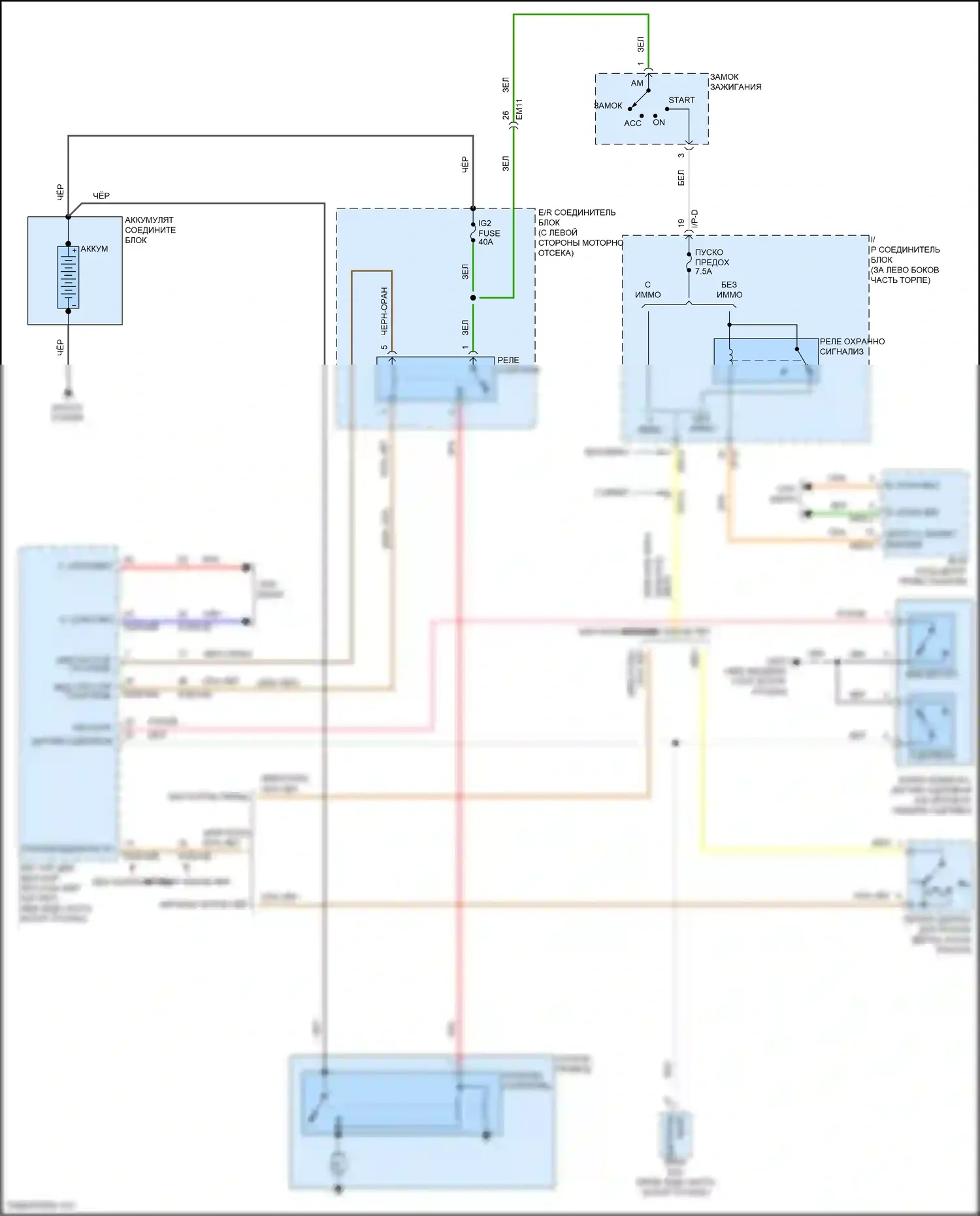 Accent Hyundai V рестайлинг (2020-2024): Электросхема стартера, без смарт-ключа 