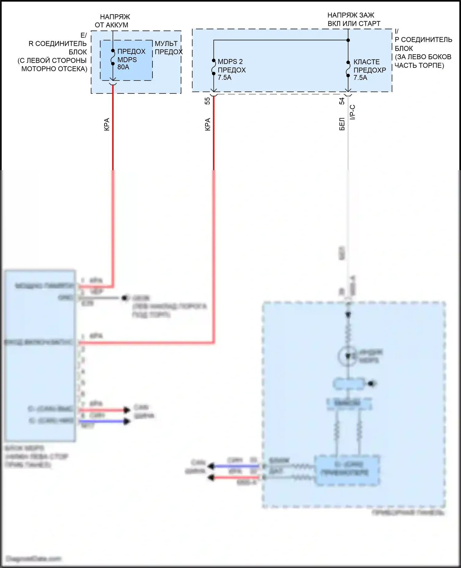Accent Hyundai V (2017-2023): Электросхема электроусилителя руля 