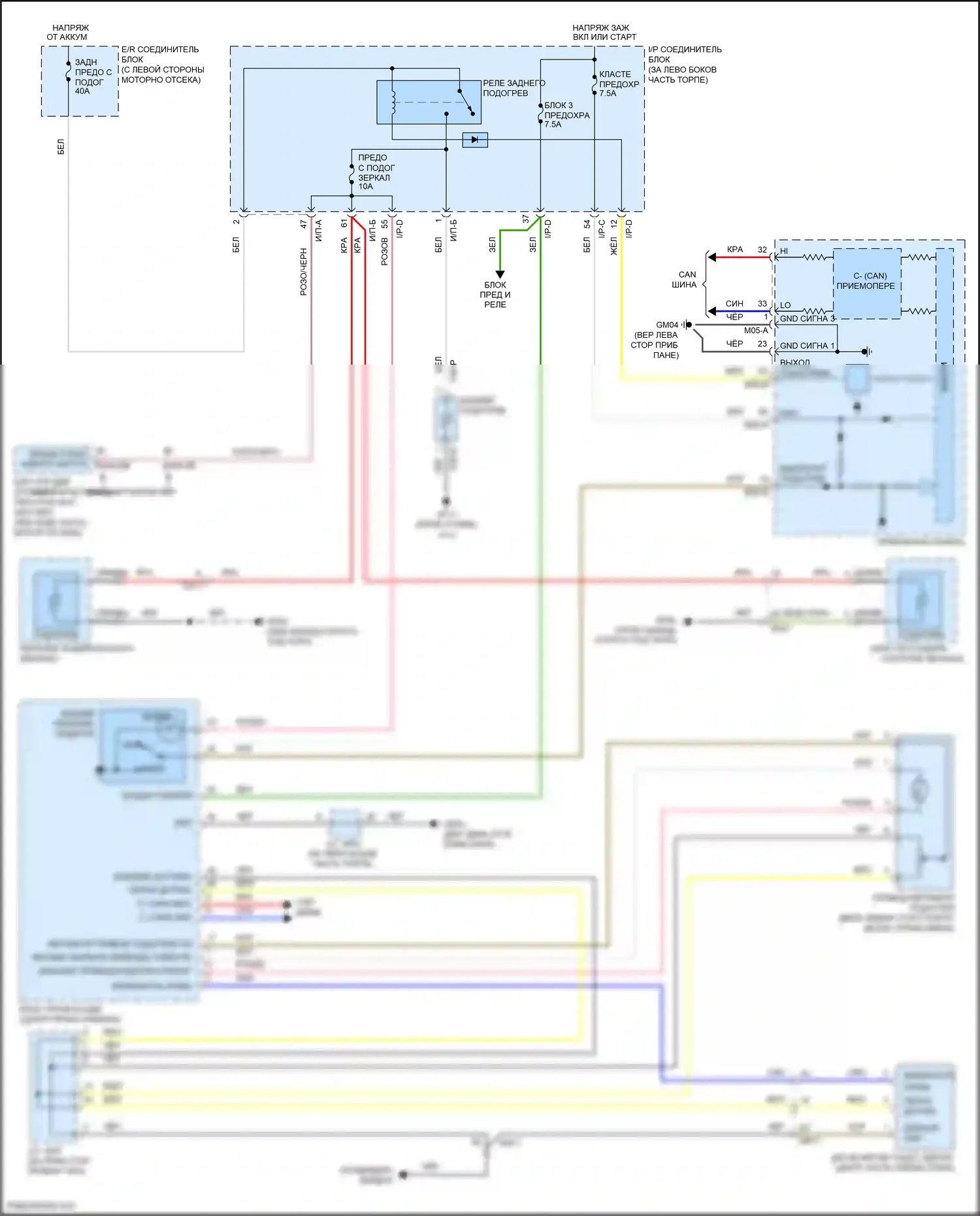 Accent Hyundai V (2017-2023): Электросхема подогрева стекол, климатконтроль 