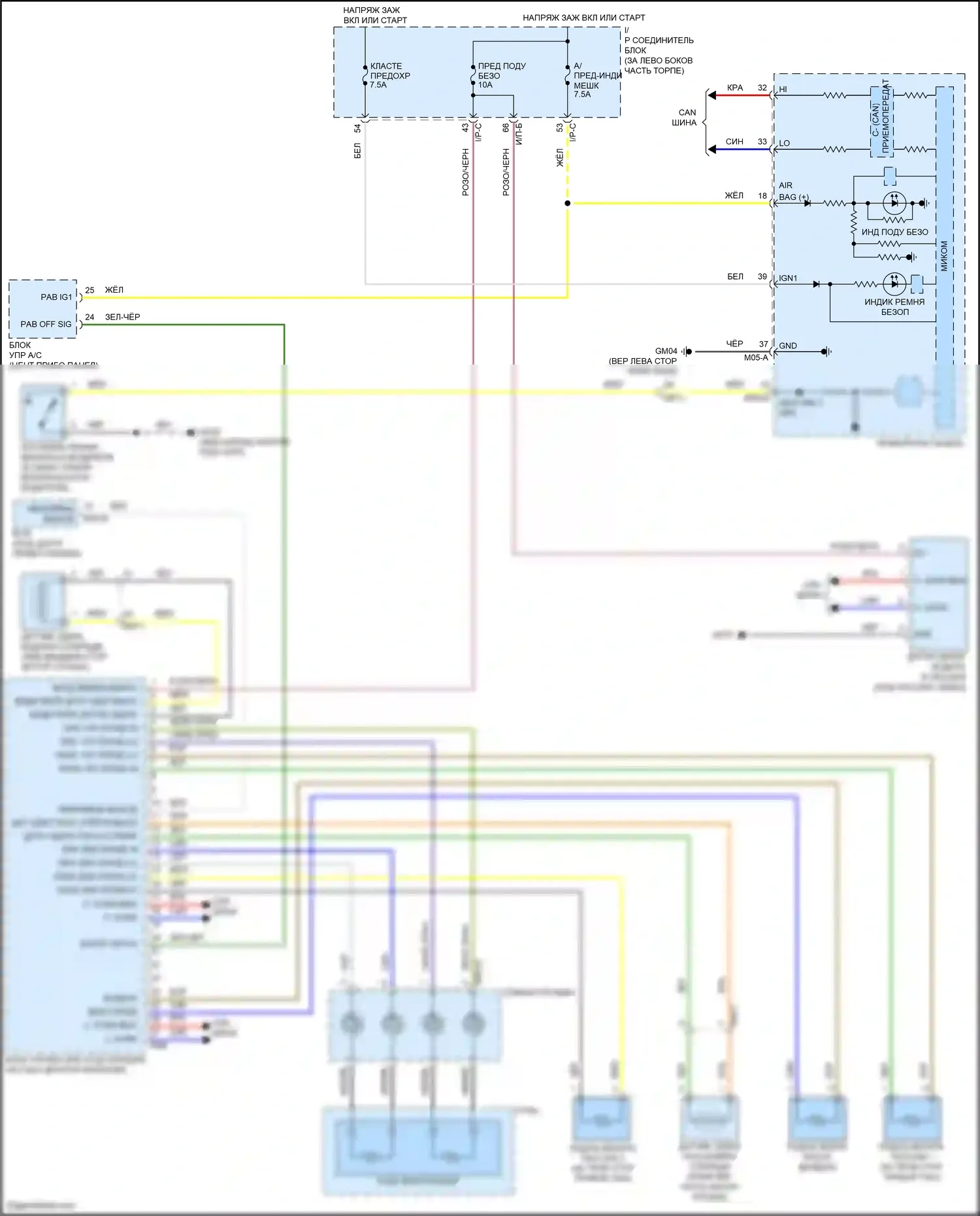 Accent Hyundai V (2017-2023): Электросхема подушек безопасности (1 из 2) 