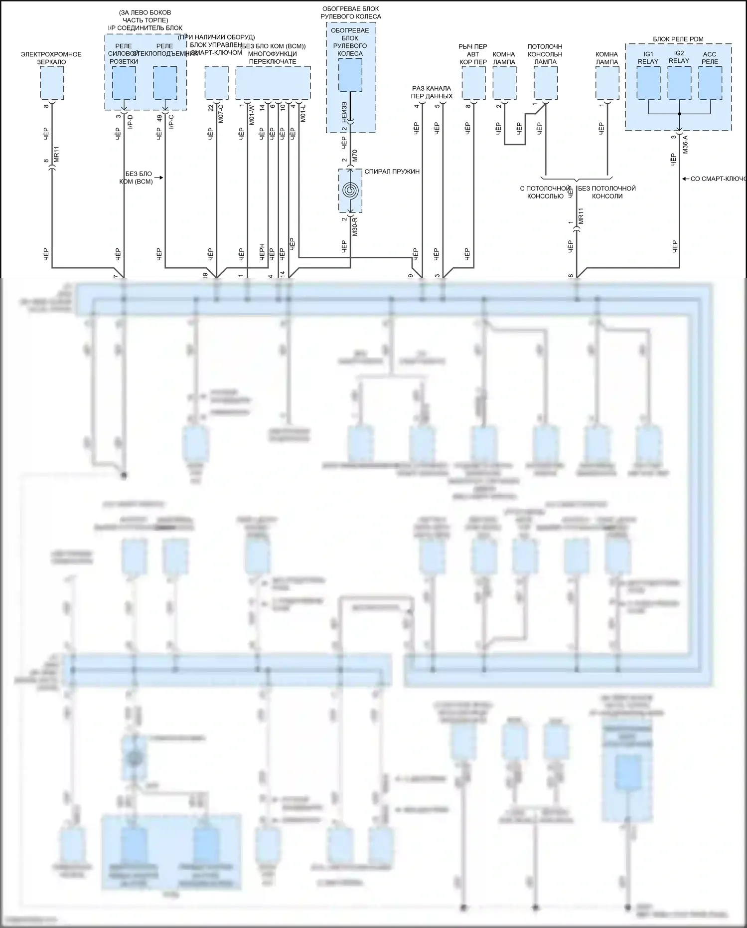 Accent Hyundai V (2017-2023): Электросхема точек подключения масс (1 из 4) 