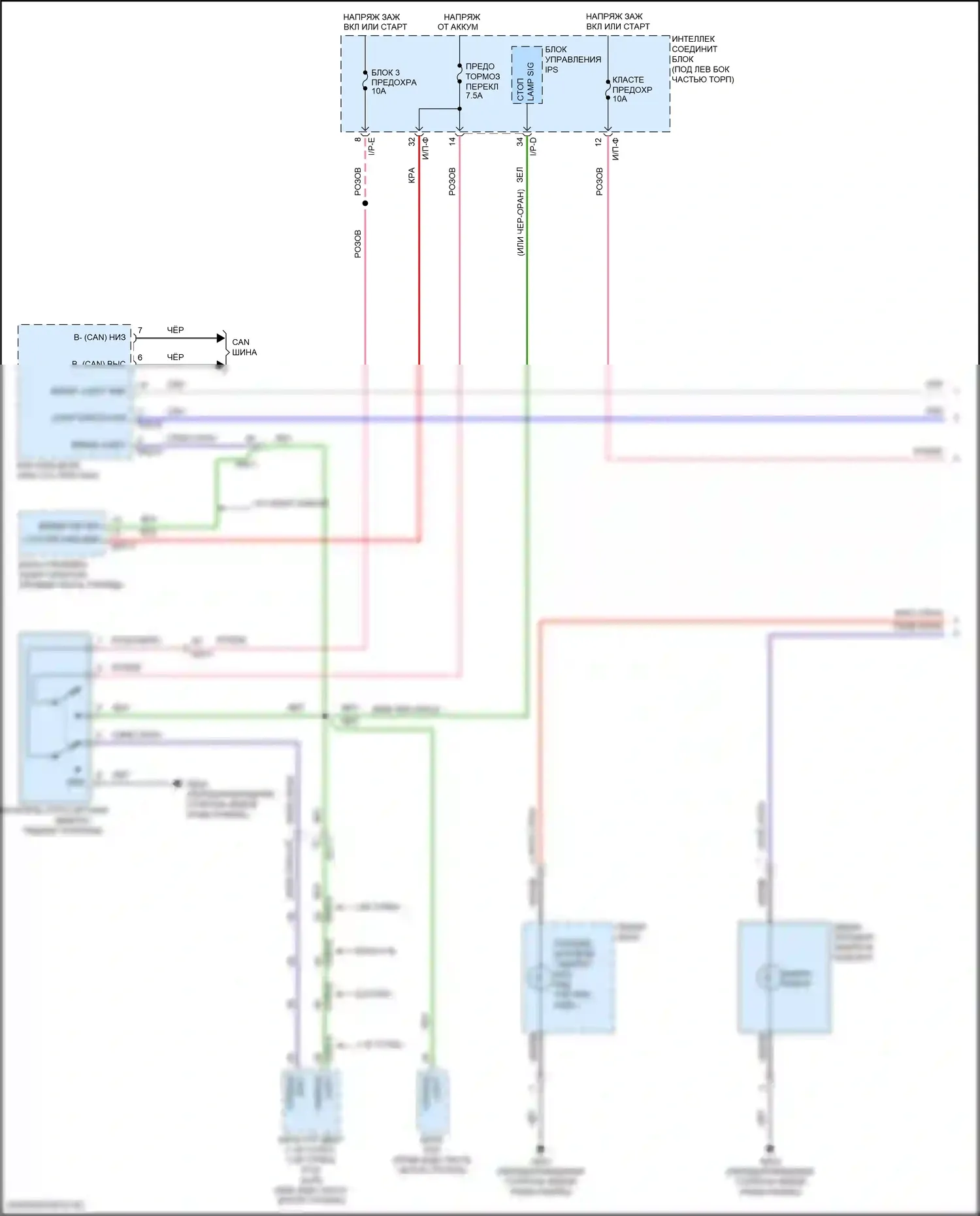 Avante Hyundai VI рестайлинг (2018-2020): Электросхема фар и фонарей (1 из 4) 