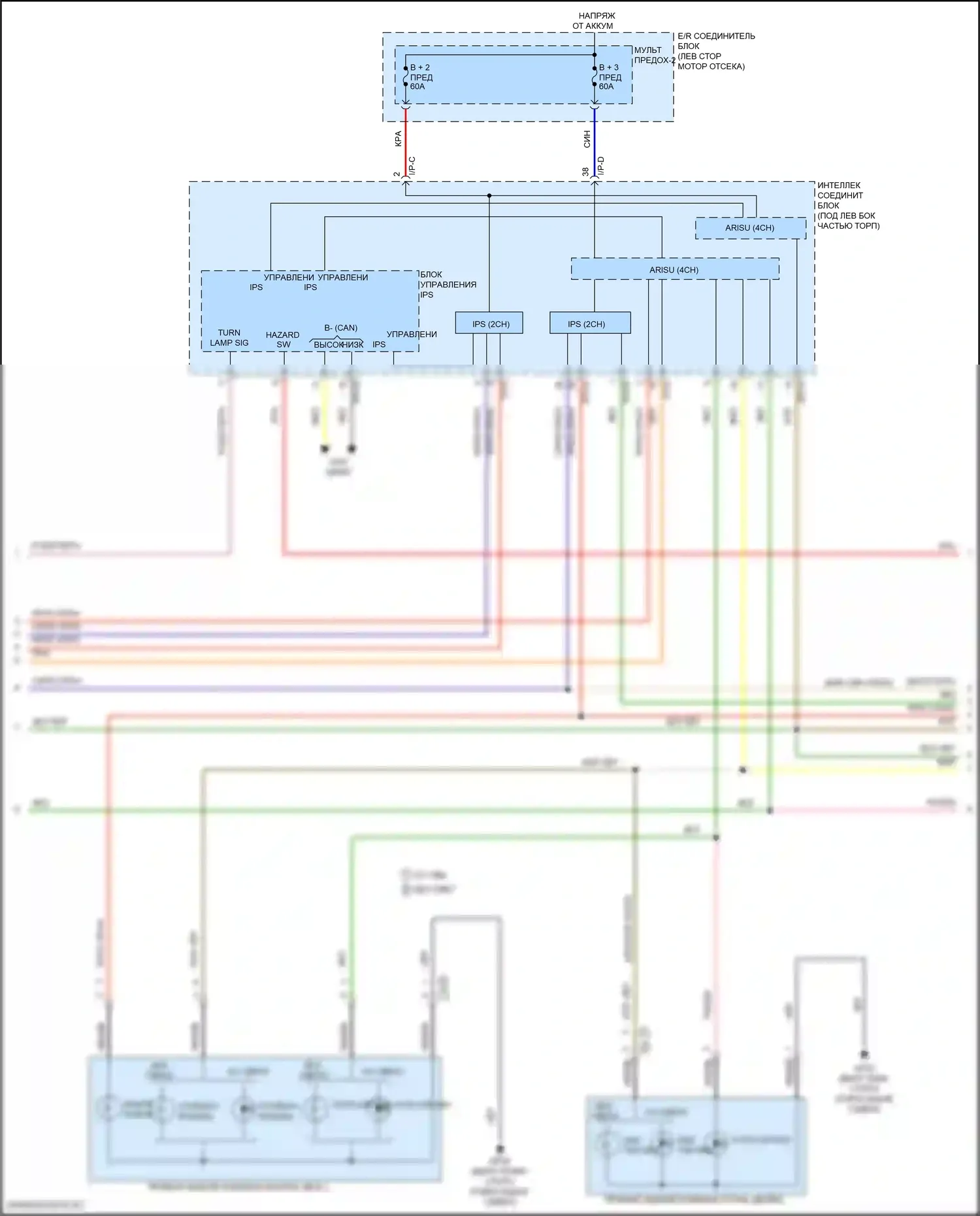 Avante Hyundai VI рестайлинг (2018-2020): Электросхема фар и фонарей (3 из 4) 