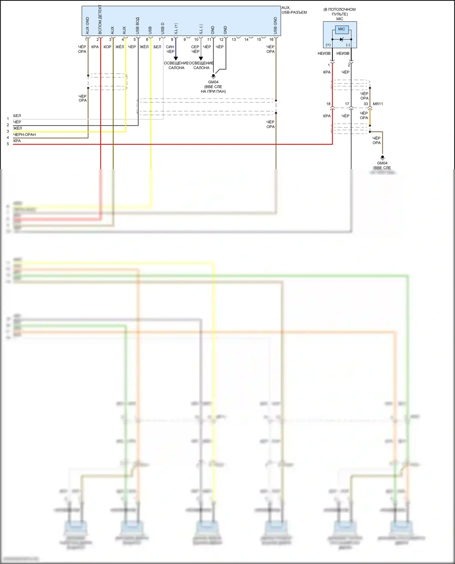Avante Hyundai VI рестайлинг (2018-2020): Электросхема магнитолы, ада без навигации и дисплея, с компактным (2 из 2) 