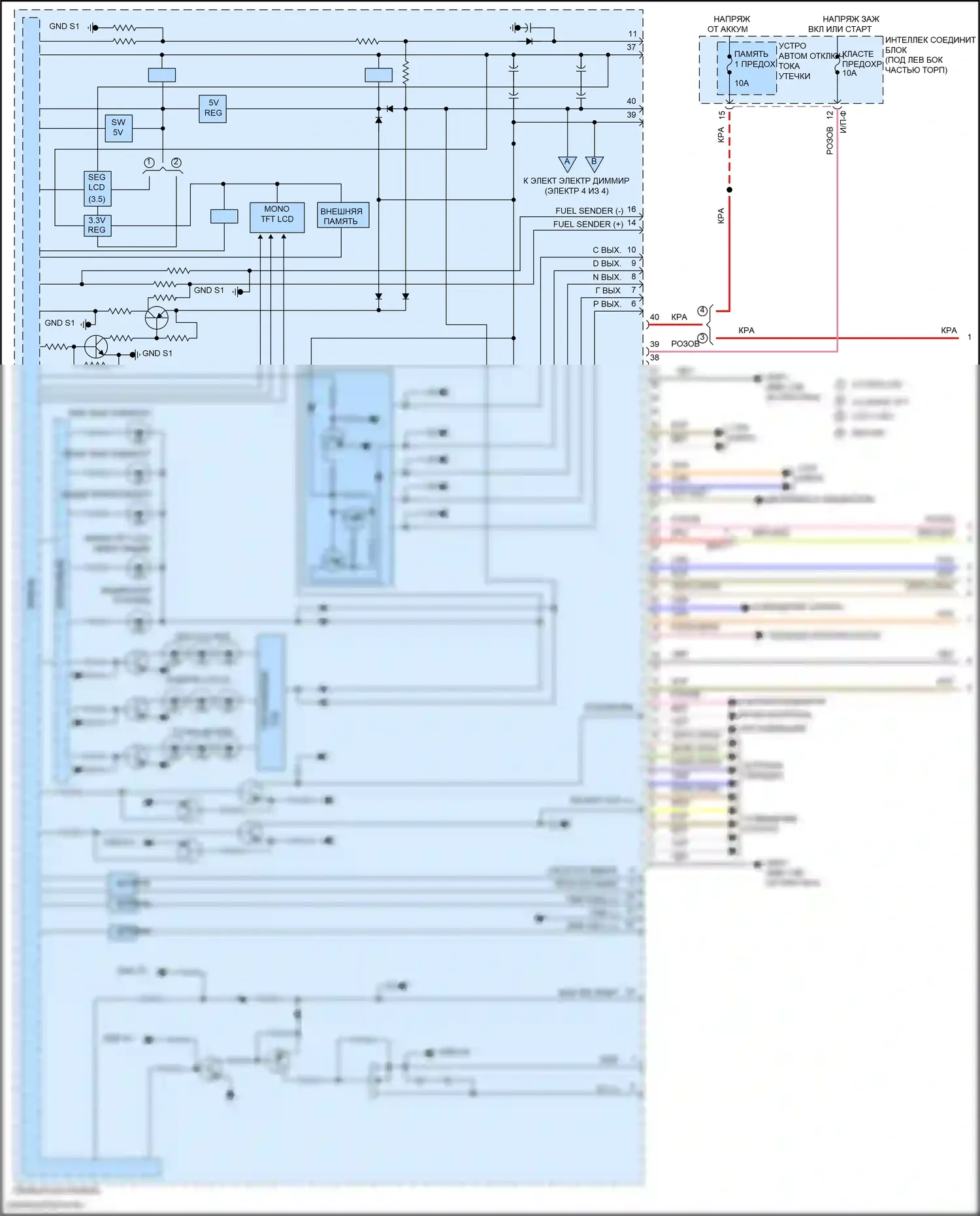 Avante Hyundai VI рестайлинг (2018-2020): Электросхема приборной панели, ада с наблюдением (1 из 4) 